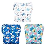 Babygoal Baby & Toddler Boys&Girls Swim Diapers, Reusable Adjustable Washable One Size Fits 6M-3T Gifts and Swimming Lessons 3 Pack 3ZSD26