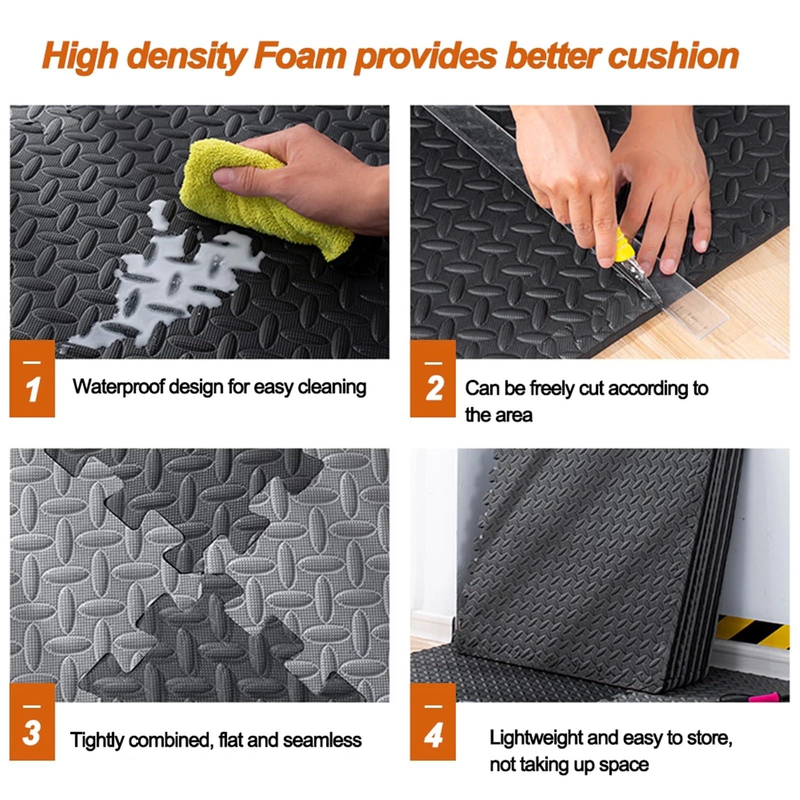 Esterilla Fitness Puzzle Eva Foam Mat Home Gym Puzzle Exercise Yoga Mats Play Interlocking Gym Floor Mat for Home Workout(Black)