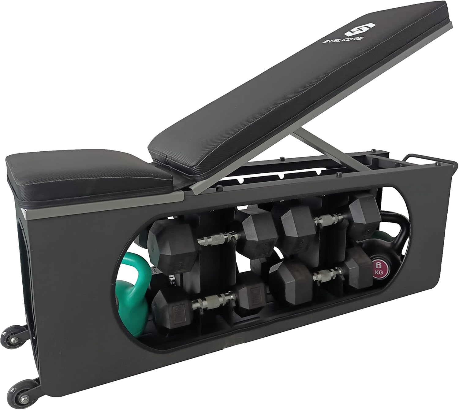 Skelcore Adjustable Storage Weight Bench At Home Workout