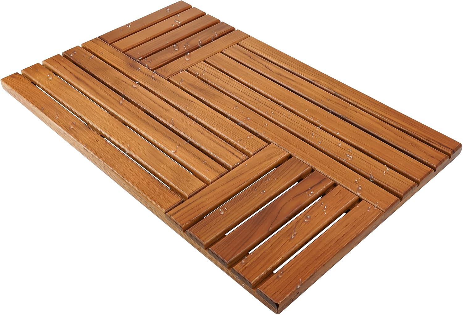 Utoplike Teak Wood Bath Mat, 31.8 x 20 inch Large Wooden