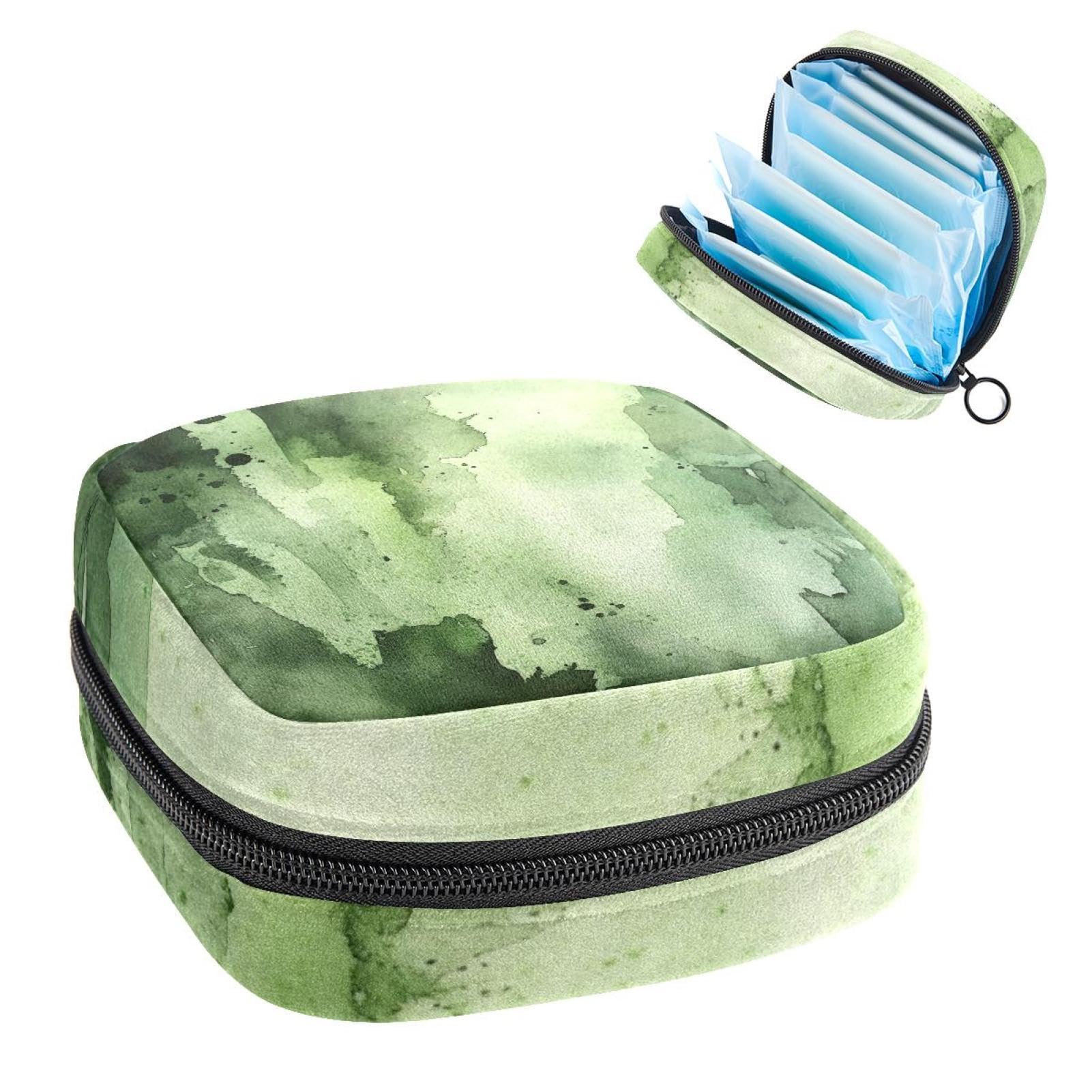 1Pc Period Bag for Women, Menstrual Pad Pouch for School Office, Reusable Sanitary Napkin Storage Bag Portable Feminine Period Kit Bag Sage Green Texture