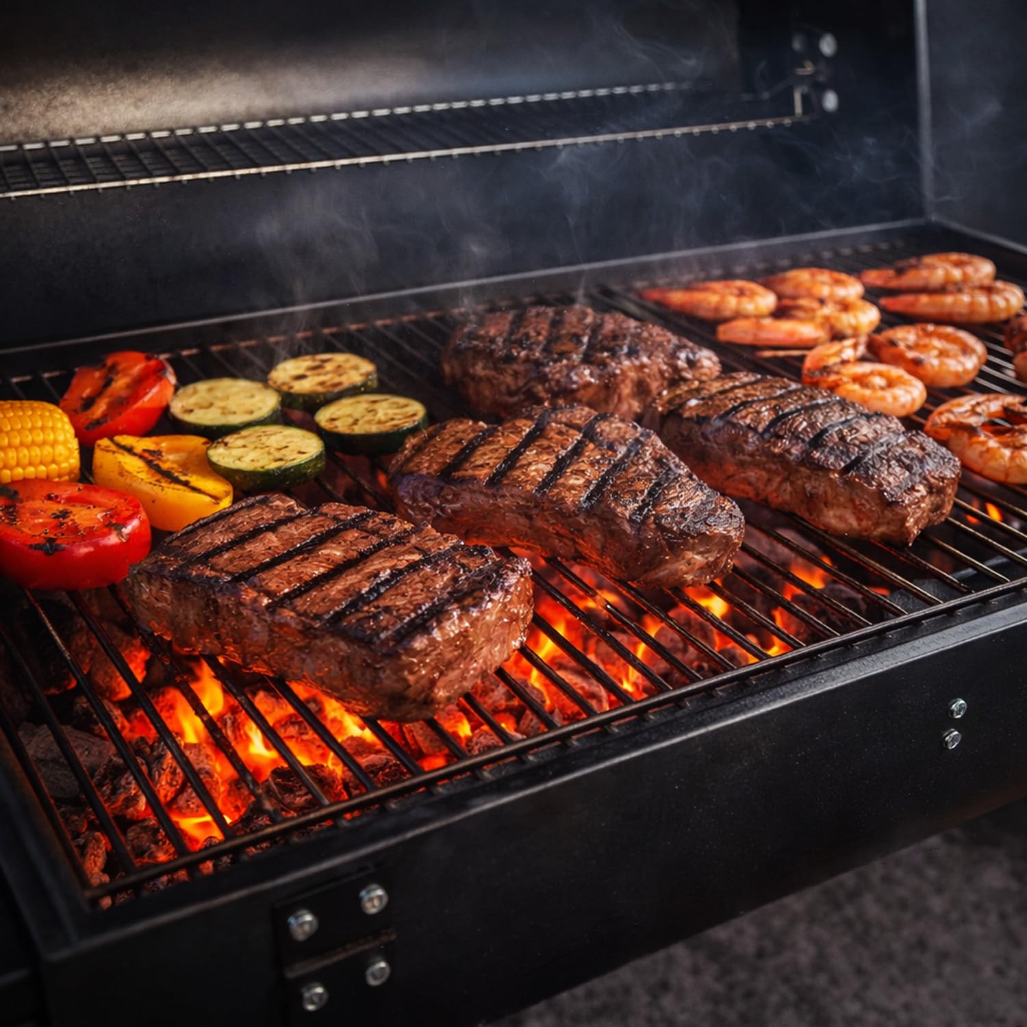 Barbecue A Carbone Con Coperchio E Ripiani Laterali BBQ Grill Da Giardino Con Griglia Rialzata Scaldavivande Struttura In Acciaio Ruote E Cassetto Raccogli Cenere 110 x 70.5 x 101.5 Cm Nero