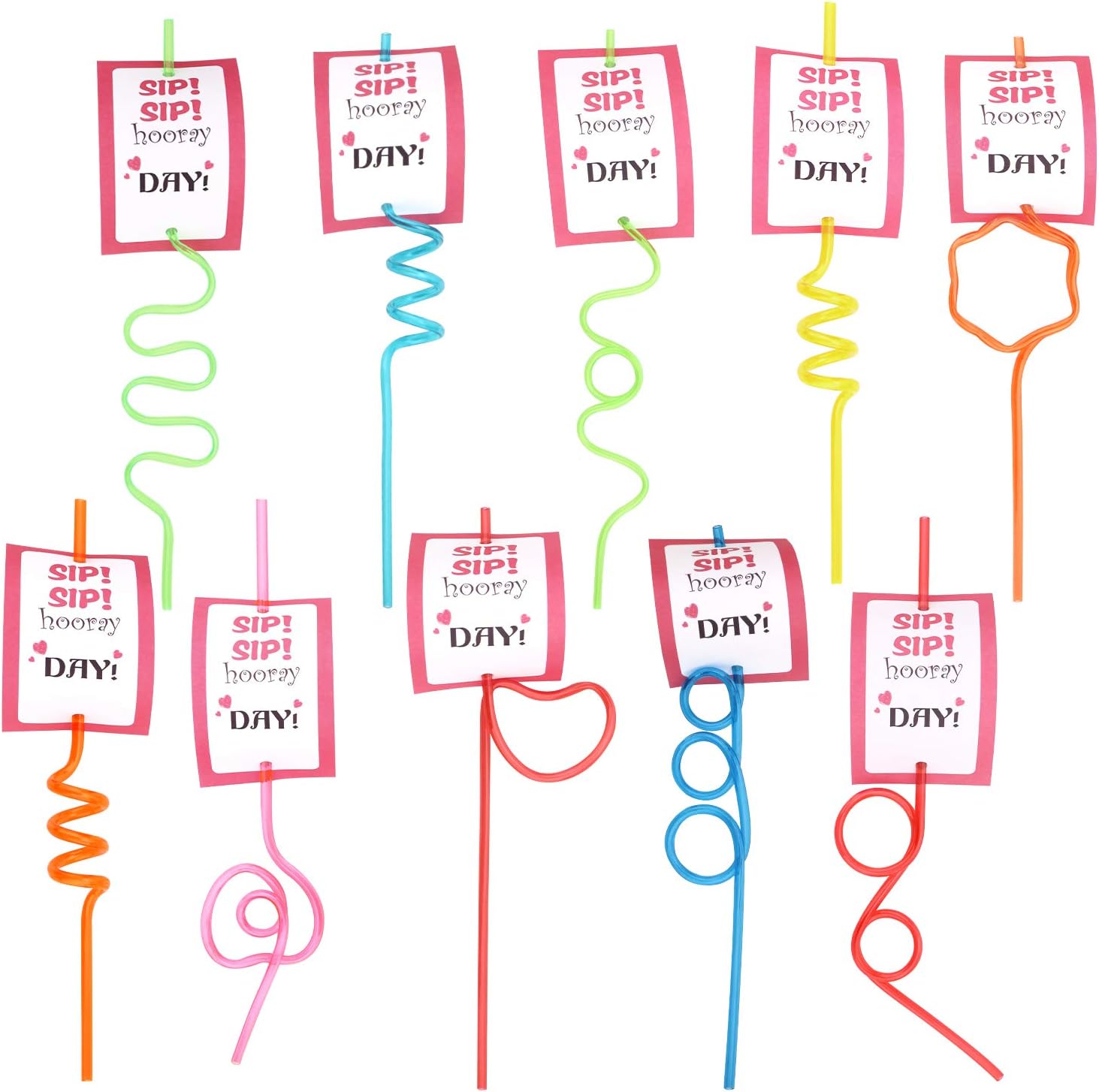 Crazy Loop Straws Plus Decorative Cards, (Pack of 36) WFEXD Crazy Silly Colorful Reusable Drinking Straws Mega Pack BPA and PFOA Free