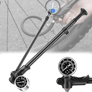 400 Psi Bicycle High-Pressure Pump, Bike Pump With Pressure Gauge, High-Pressure Bike Shock Pump, Portable Precision Cycle Shock Pump, For Suspension Fork And Rear Shock Aluminum Build