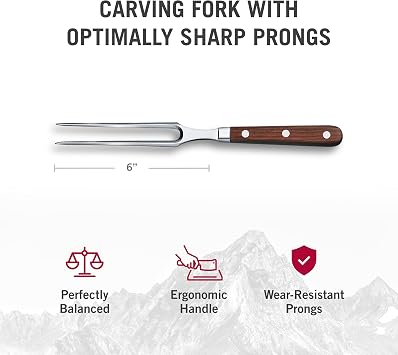 Victorinox Grand Maitre Carving Fork - Kitchen Essentials - Premium Stainless Steel Meat Carving Fork with Ergonomic Handle - Wood Handle, 6