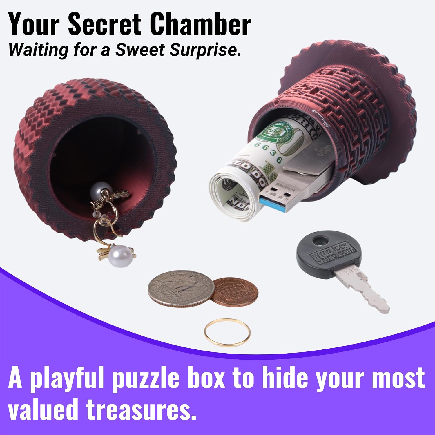 Money Puzzle Box for Cash Gift, 4 Unique Internal Designs Maze Egg image 5