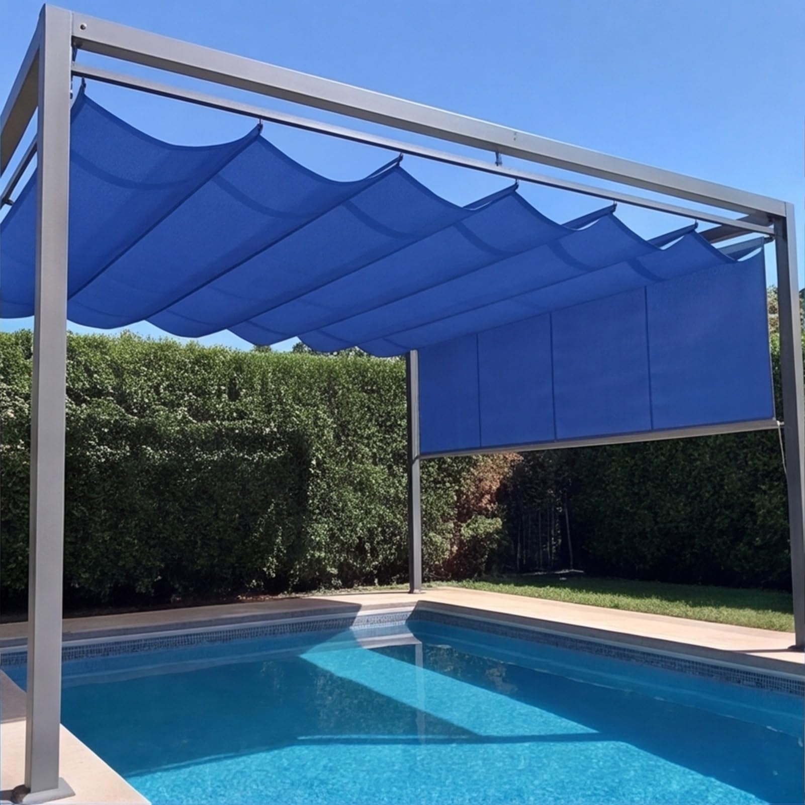 Wysuwany żagiel przeciwsłoneczny z oczkami i sznurkiem, 305 x 355 cm, z oczkami i sznurkiem, markiza falista na wymiar, ochrona przed promieniowaniem UV, wodoszczelny, do markizy, tarasu, podwórza