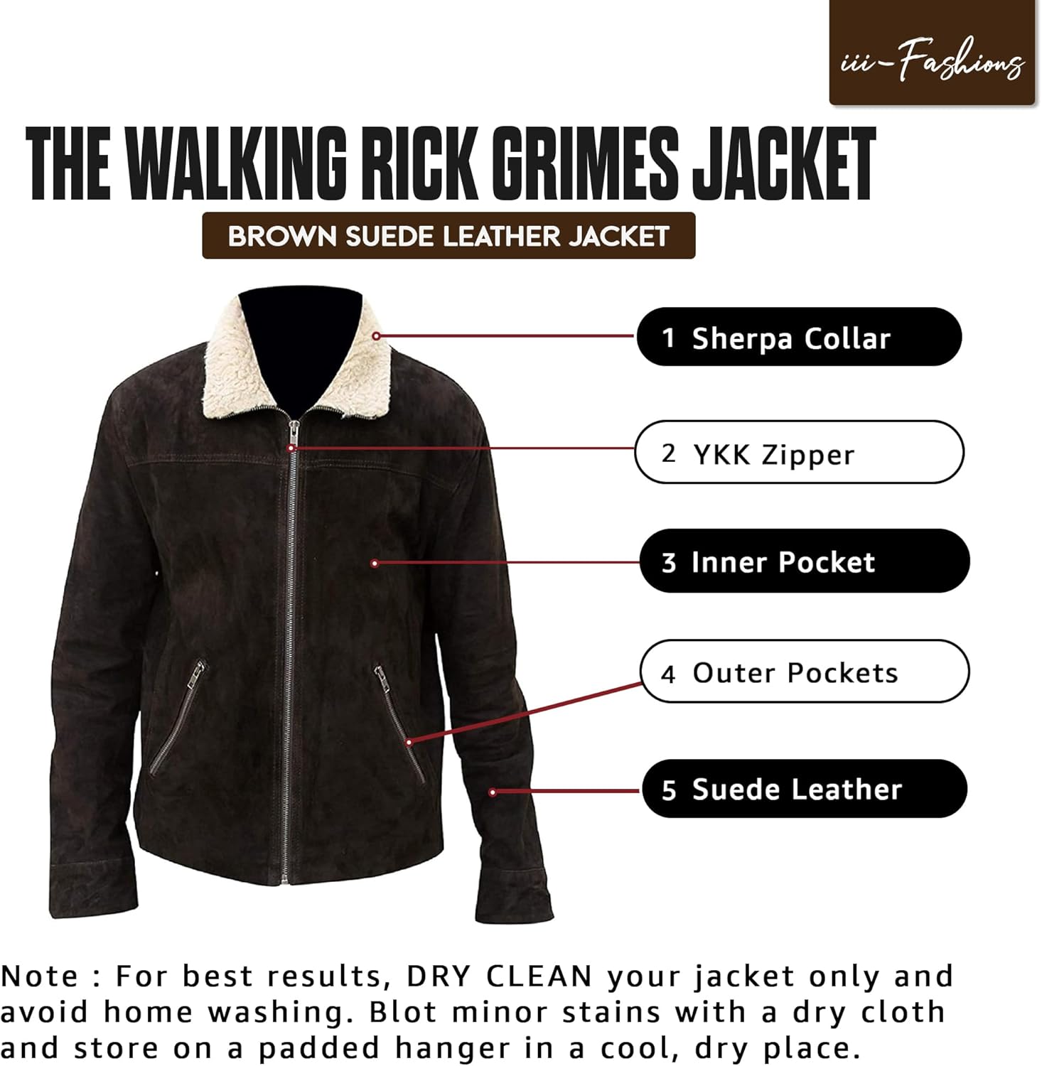 Men’s Rick Brown Suede Leather Biker Jacket with Sherpa Collar - Winter Warm Western Cowboy Style Suede Coat