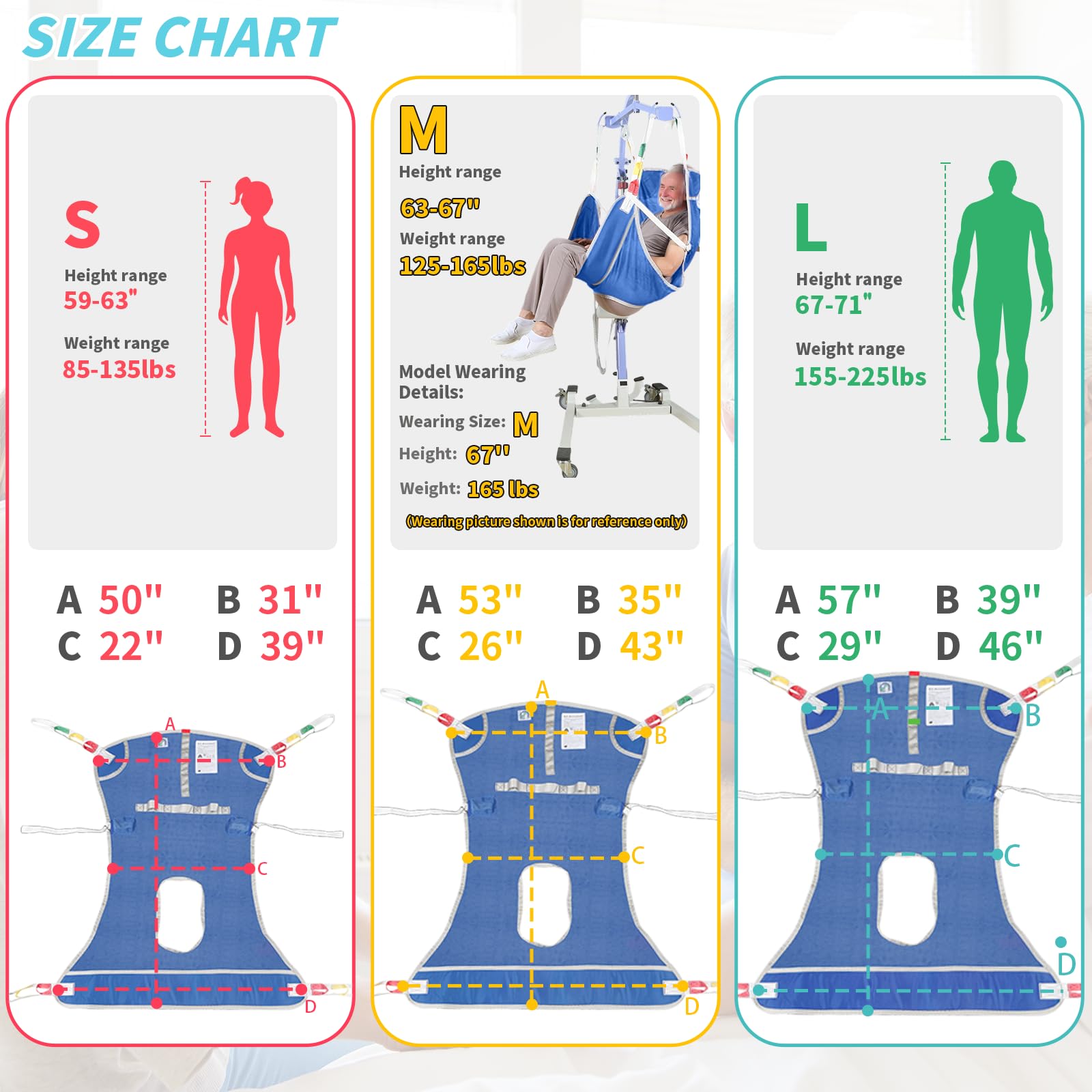 EZ Assistive Hoyer - Eslinga de elevación con inodoro, eslingas de elevación de pacientes para transferencia, correa de cuerpo completo para ancianos, discapacitados, enfermería, cuidador, SWL 500