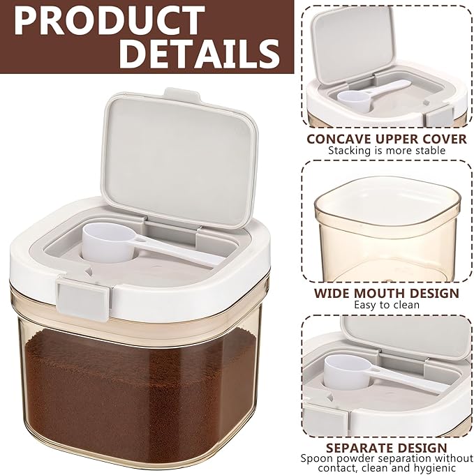 3 Pcs Recipientes Herméticos para Café, 27oz con Cuchara, Almacenamiento de Alimentos miniatura 4