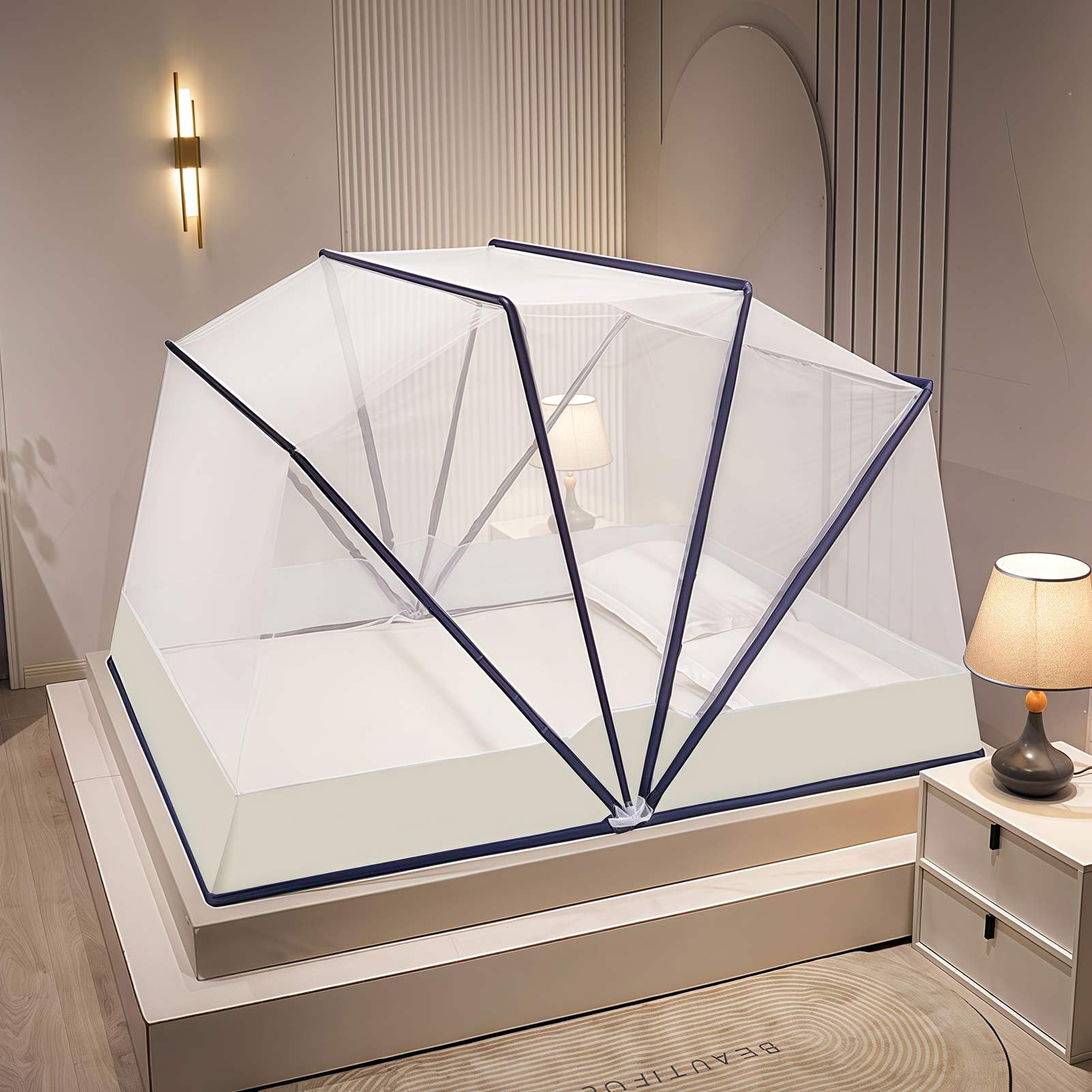 Moustiquaire de lit pliable pour stopper les insectes en voyage et chambre à coucher