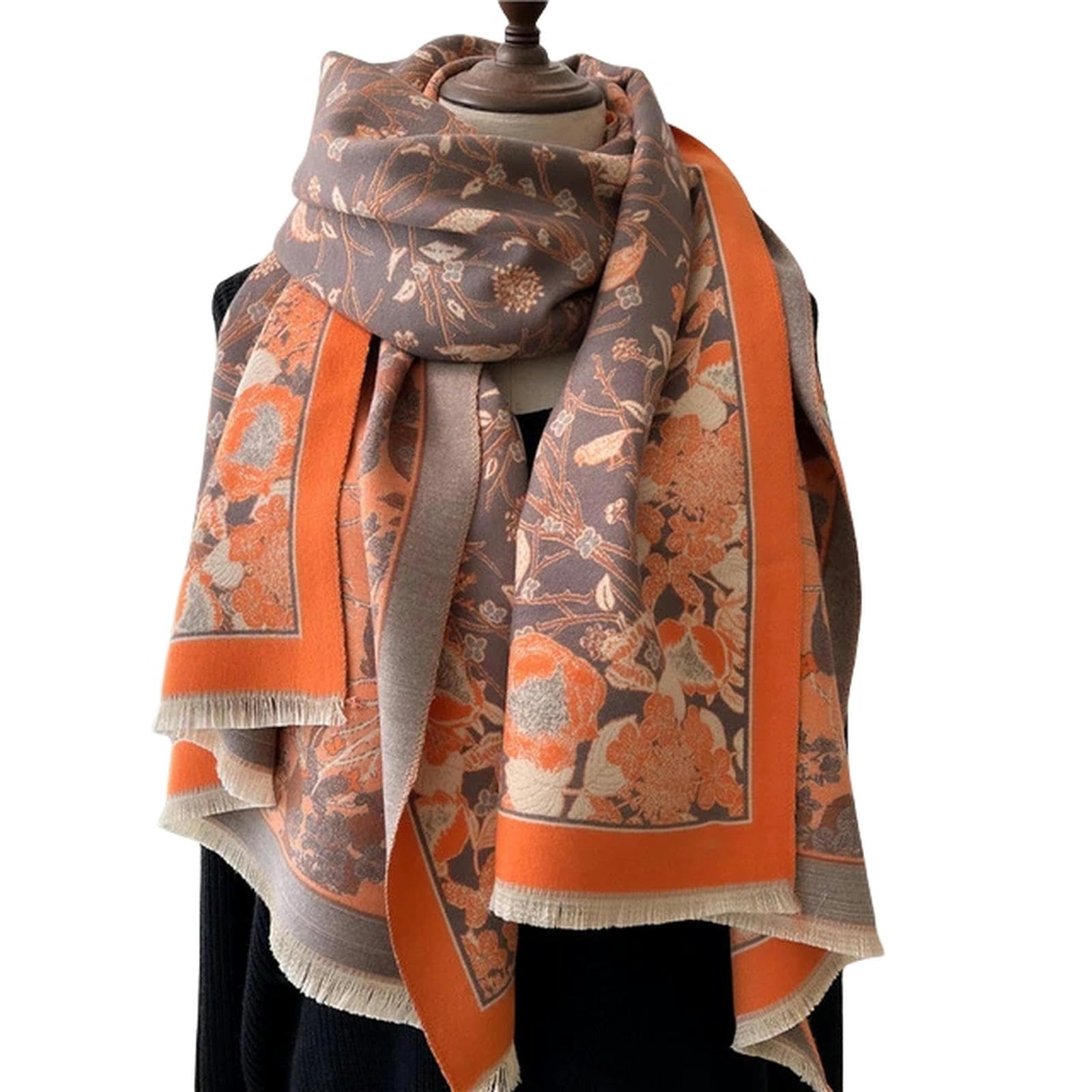 Zonto Bufanda Espesa Invierno para Mujeres Bufanda Bufanda Floral Chal Y Envoltura Manta De Cajas De Cachemira