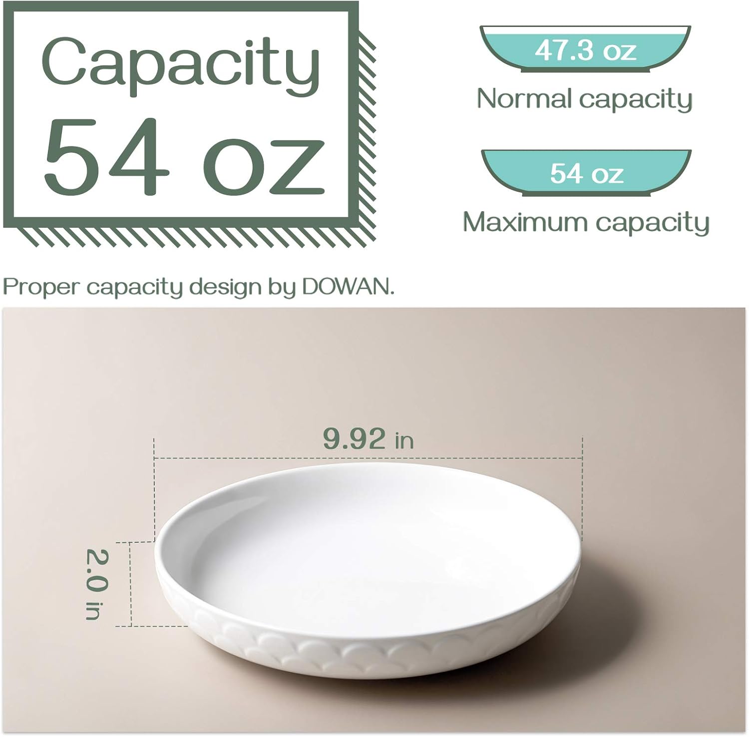 DOWAN 54oz Large Pasta Salad Bowls Set of 4 with 39oz Large Soup Bowls Set of 4