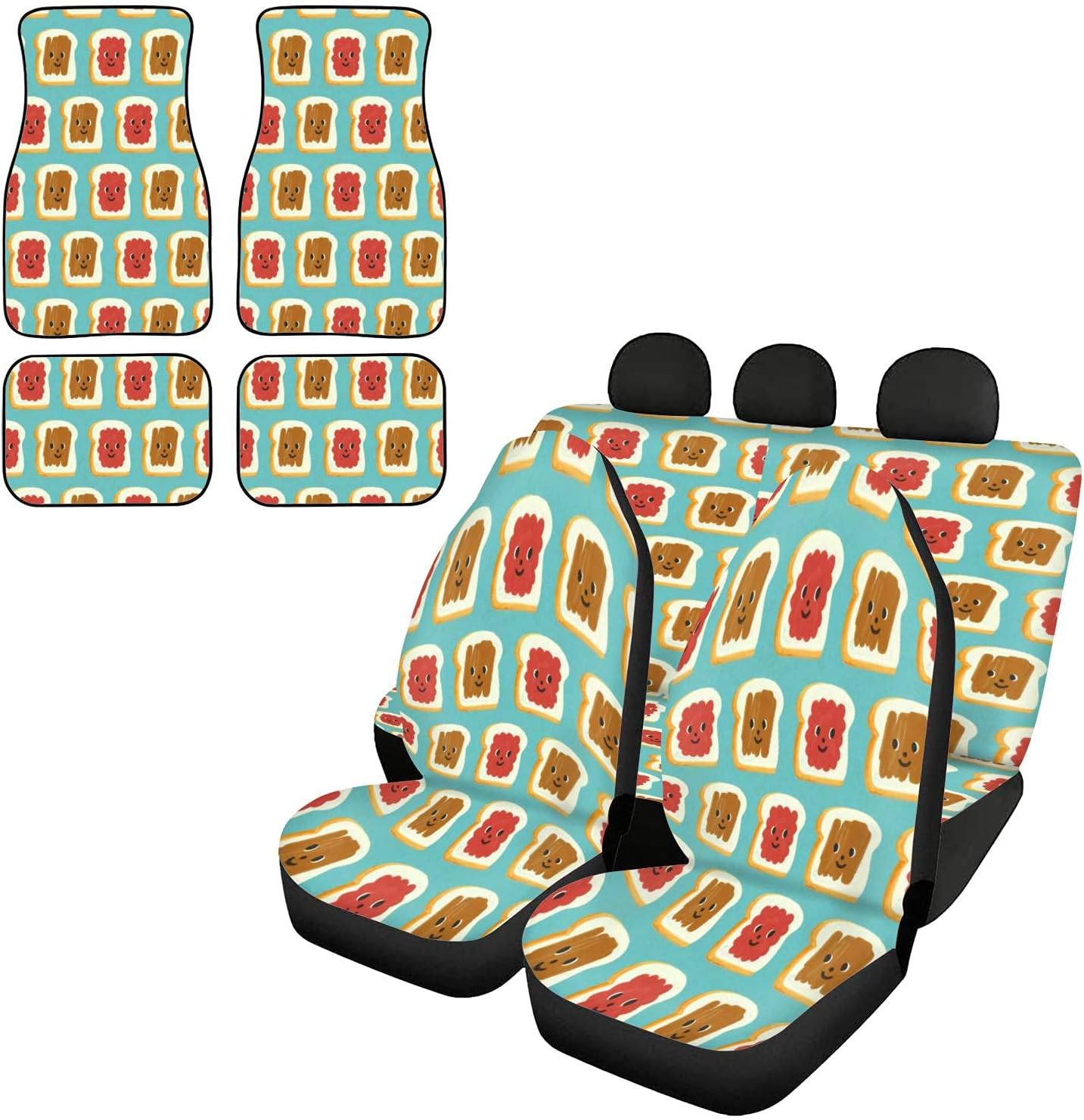 DIXMSKEQB Peanut Butter and Jelly Breads Car Seat Covers
