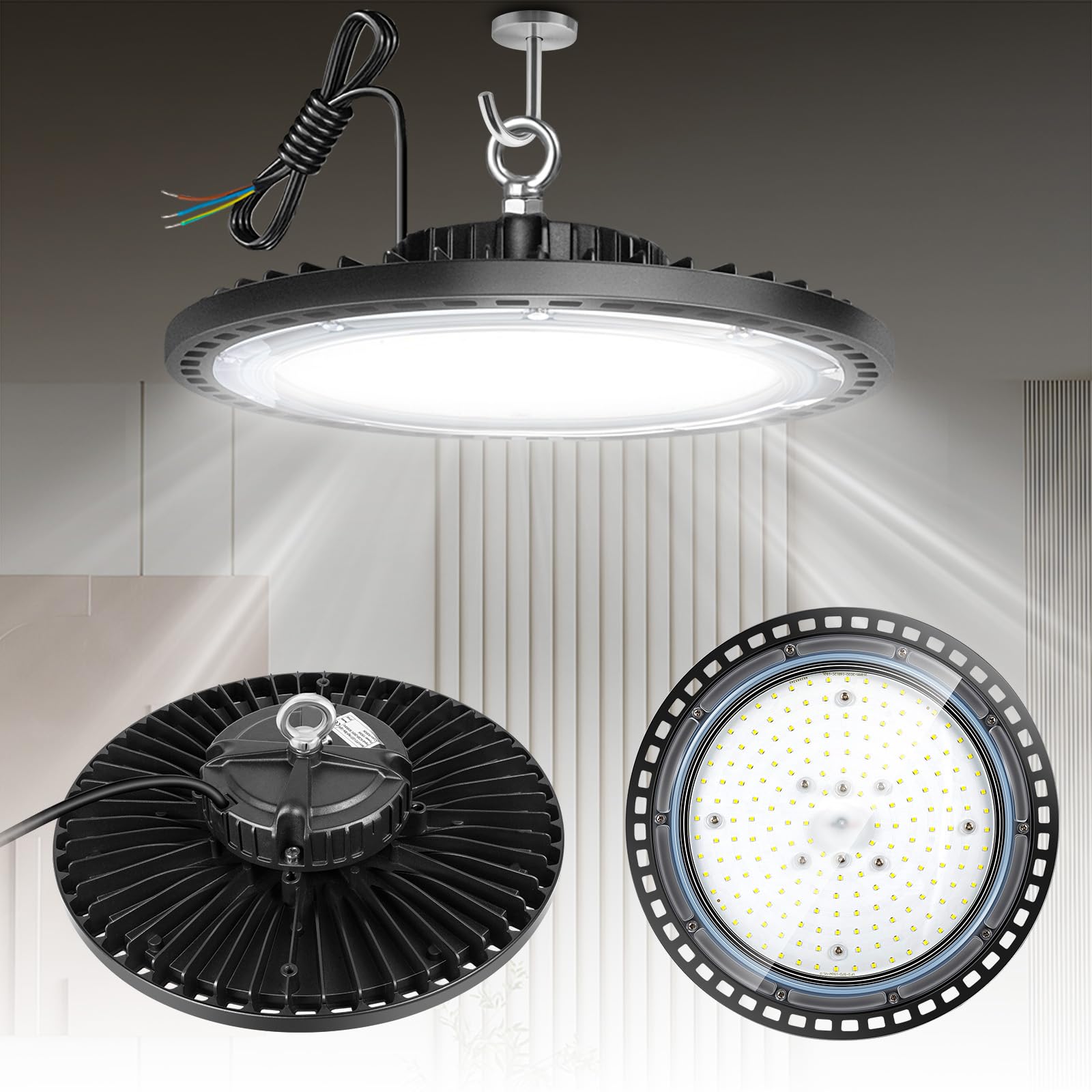 Projecteur LED Industriel 100W 2 Pièces, 10000LM Super Brillant UFO
