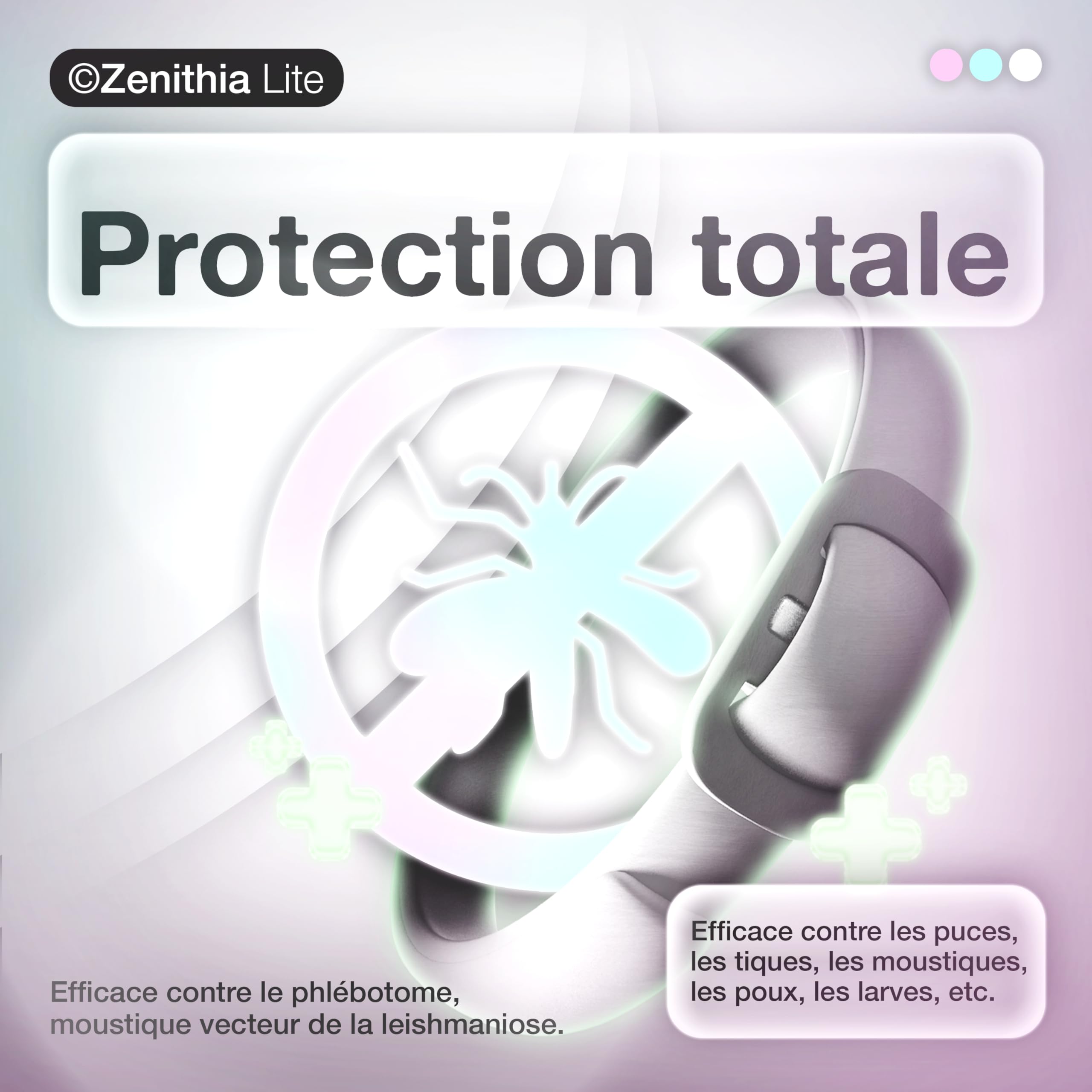 ZENITHIA Lite Collier Antiparasitaire Chat – Répulsif Insectes, Anti-Puces, Tiques et Moustiques – 12 Mois Protection – 48 cm – Ajustable – Végétal – Étanche – 1 Unité