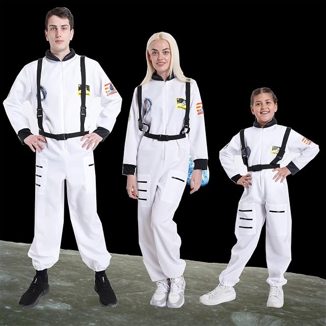 Foto 6 de 7 de Carnavalife Disfraz astronauta adulto Traje Espacial con Tirantes Ajustables y Parches Estilo NASA hombre…