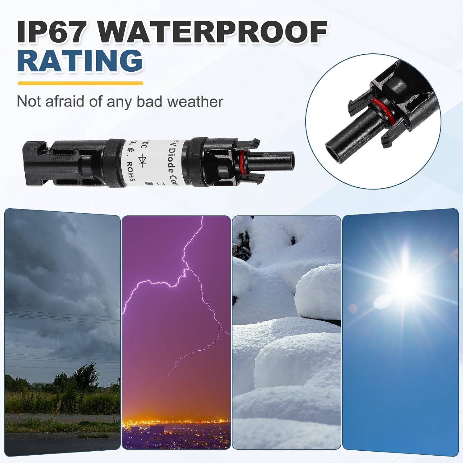 MECCANIXITY 5Pcs 20A Built-in Diode Solar Wire Connectors Anti-backflow, 1000V IP67 Waterproof Male and Female Connector for Solar Photovoltaic System