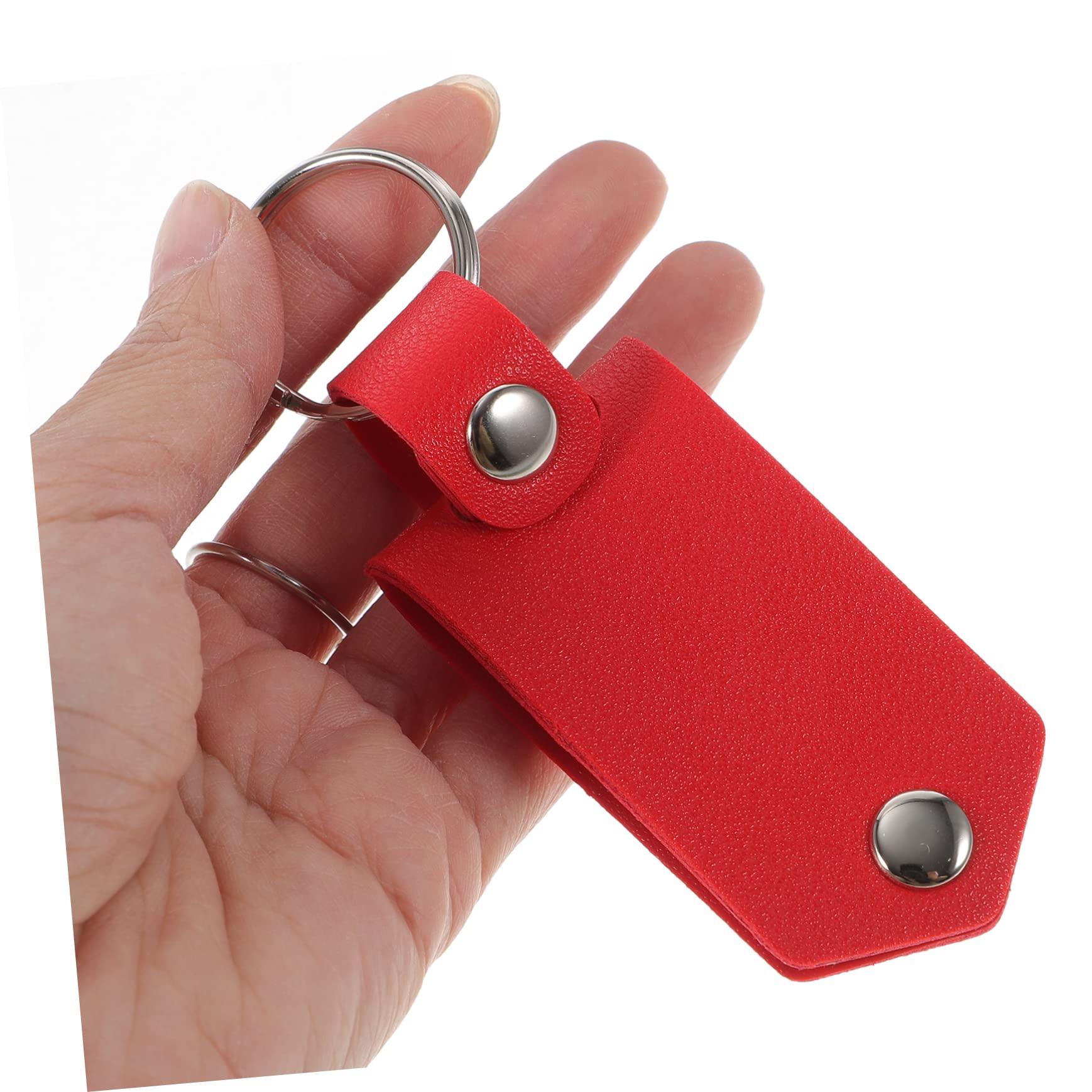 TOVINANNA Leather Photo Keychain Heat Transfer Capability for Valentine Day Portable Keyring for Photos and Cards Leather Design for Personalization