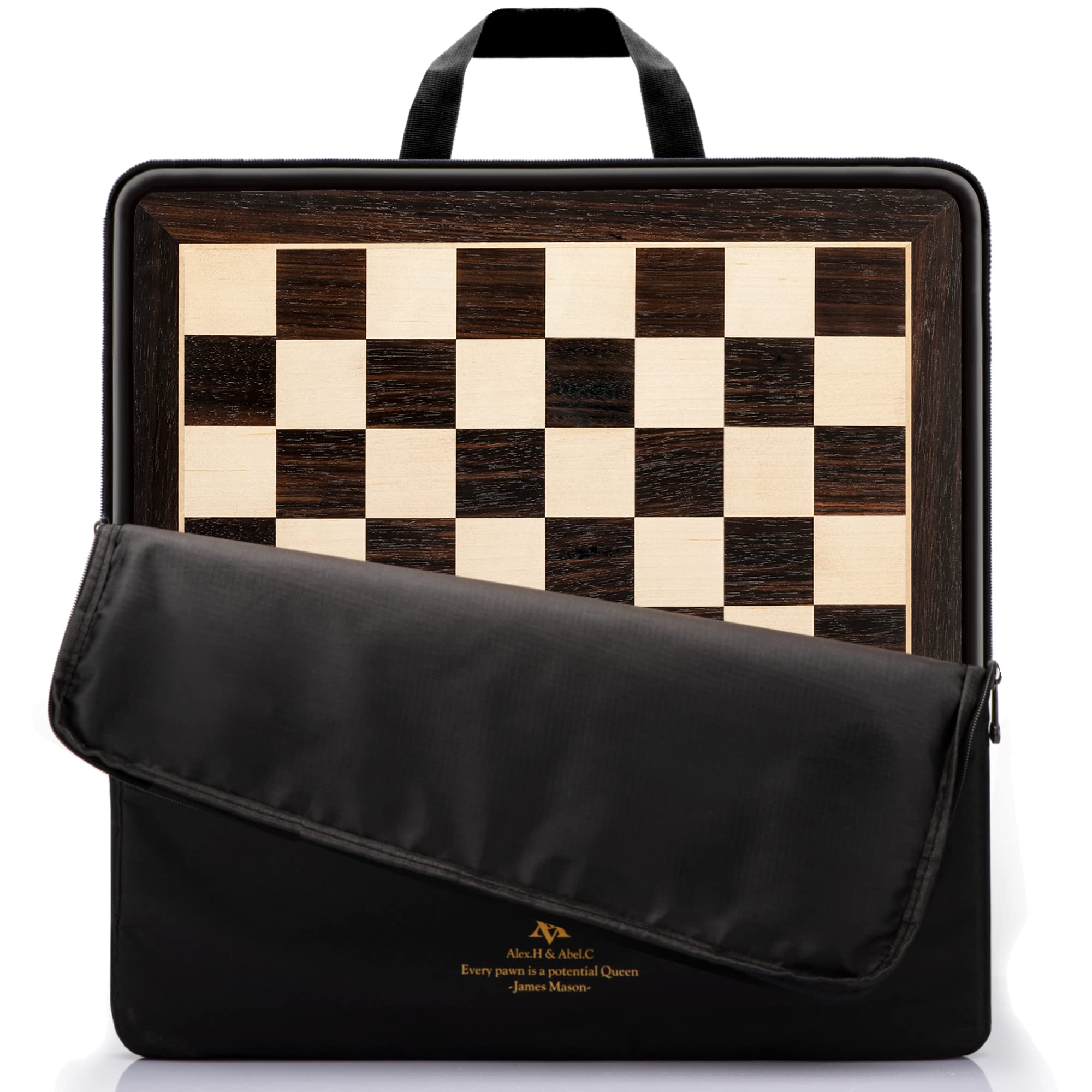 A&A 18.875" Professional Wooden Tournament Chess Board / Ebony & Maple Inlaid / 2.0" Squares w/o Notation