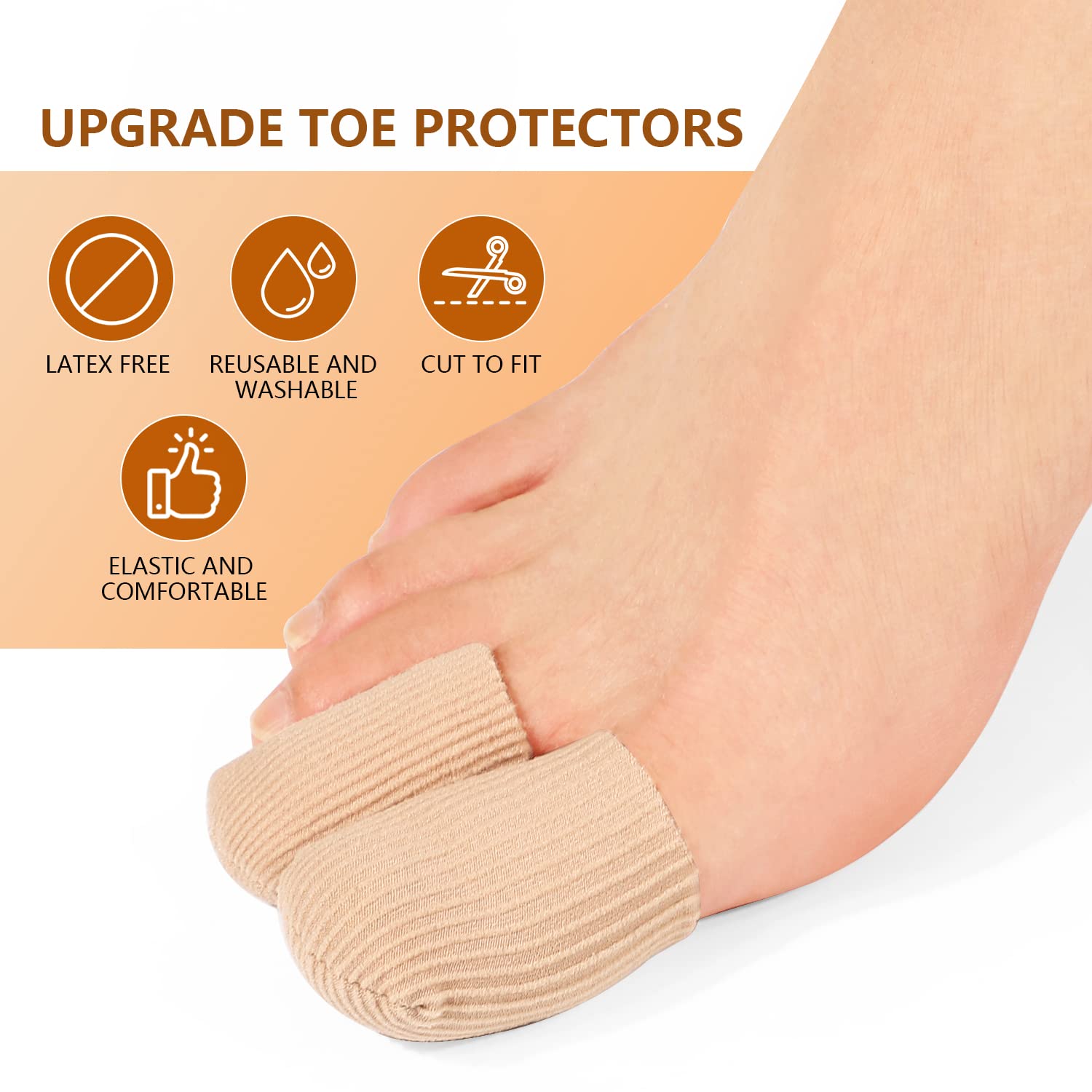 Photo 1 of 10 PCS Gel Toe Caps - Kimihome Closed Toe Surface Fabric Sleeve Protectors, Silicone Toe Sleeve Cushions and Protects, Provide Relief for Corns, Blisters and Calluses Protect (10)