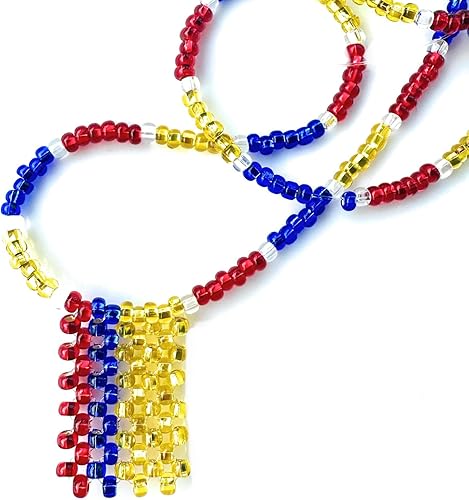 Miniatura 2 de Colombian Flag Necklace Colombia Pendant Beadwork
