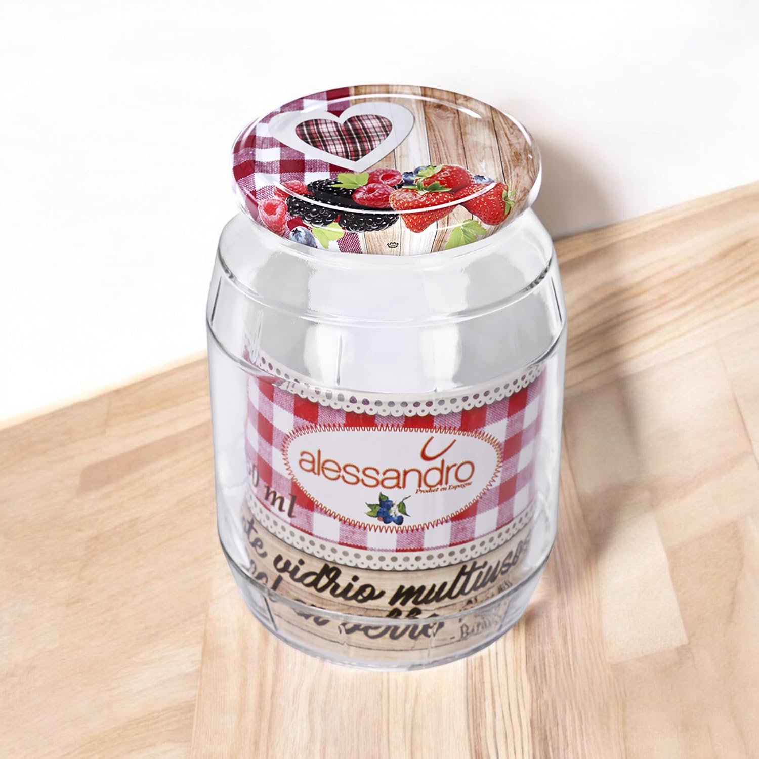 TWO TIGERS Tarro de Cristal 950ml con Tapa. Pack 6 Unidades. Frascos con Tapa de Frutas. Bote Cocina, Legumbres, Hostelería, Cafeterías, Bares, Restaurantes. Cierre Hermético (950ml 6uds)