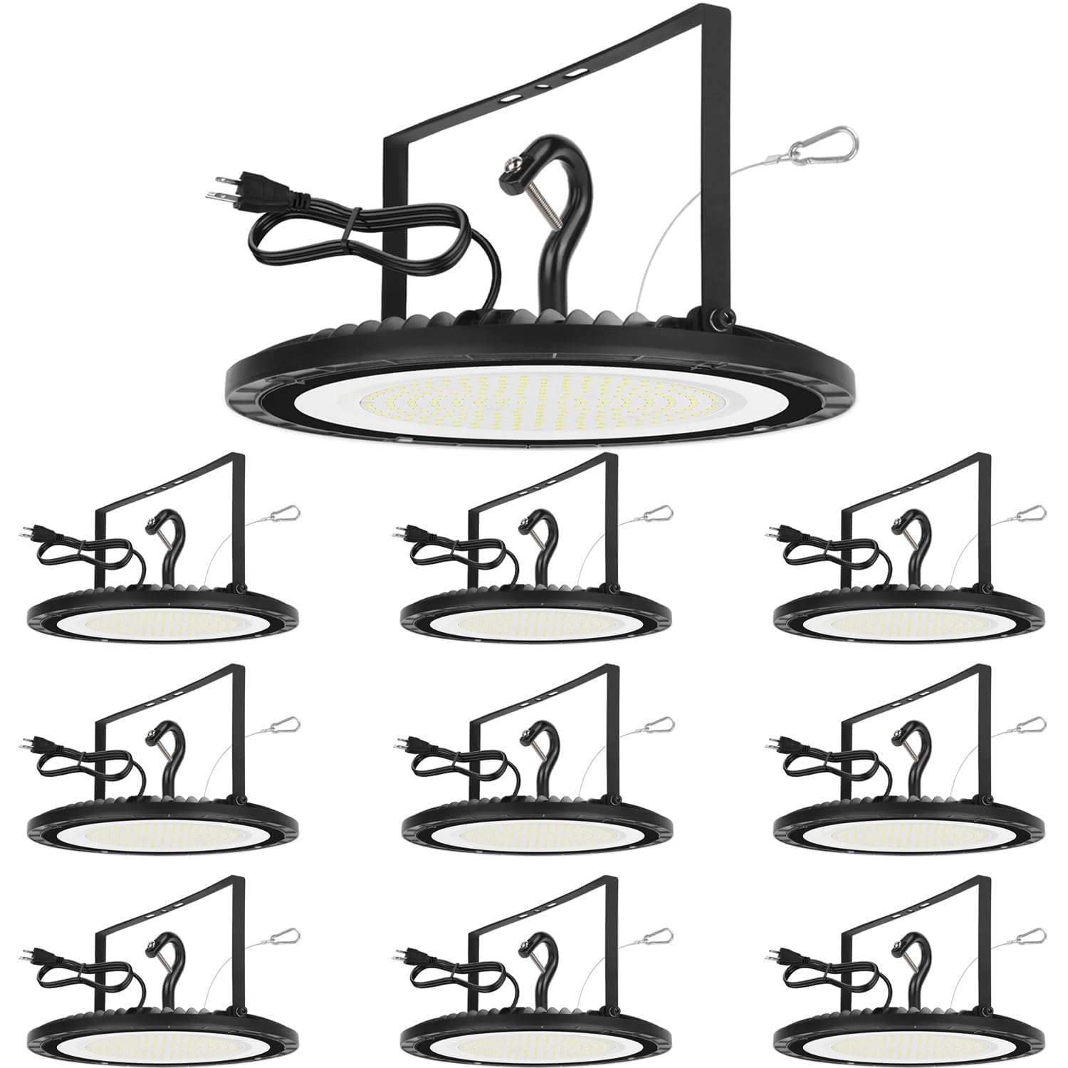 10Pack 200W LED High Bay Light Super Bright 28000 LM with US Plug 5ft Cable 100V-277V,5000K,Waterproof, LED Shop Light Fixture for Warehouse Workshop Garage Lighting Fixture, FCC Listed