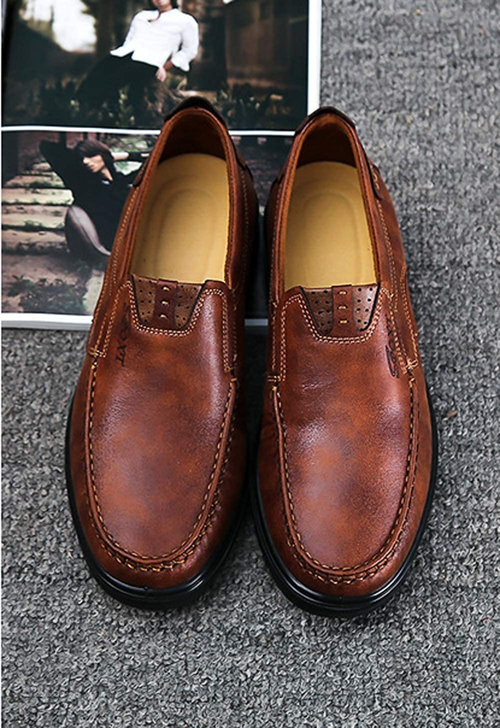 Asifn Mocassini Senza Pelle Acci Piatti Casual da Uomo Mocassini in Pelle Fatti a Mano Scarpe Guida Traspiranti di Moda Classico