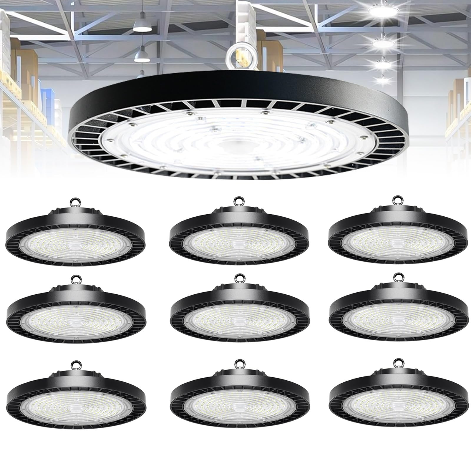 Value 20-Pack 150W UFO High Bay Shop Light 6000K 19 500LM High Bay LED Factory Lights Replaces 800W