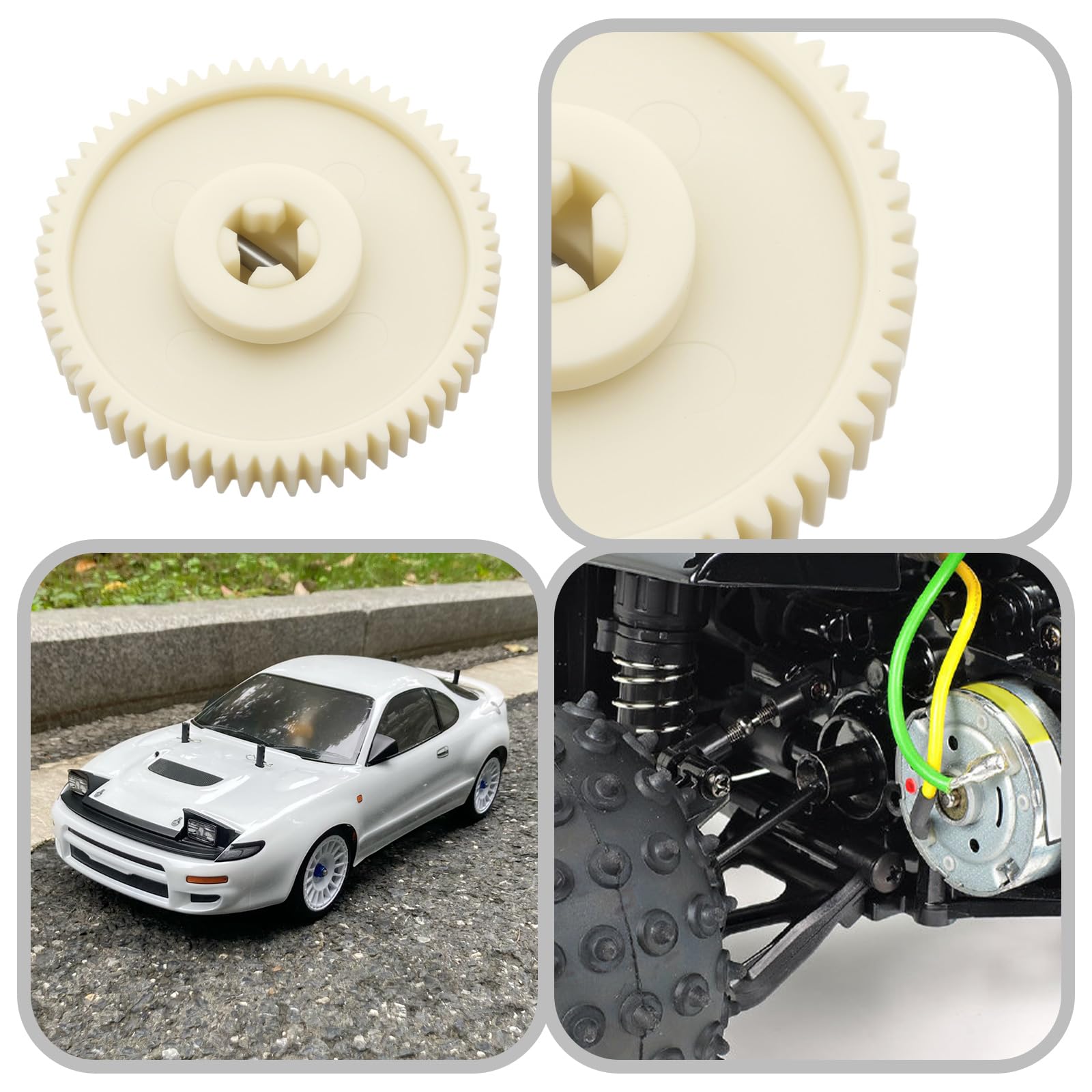 EMSea 2pcs 61T 1/10 Spur Gear Repair Part Compatible with T-amiya TT01 TT01D TT01E TT-01 RC Car Upgrade Parts Accessories Plastic - Image 3