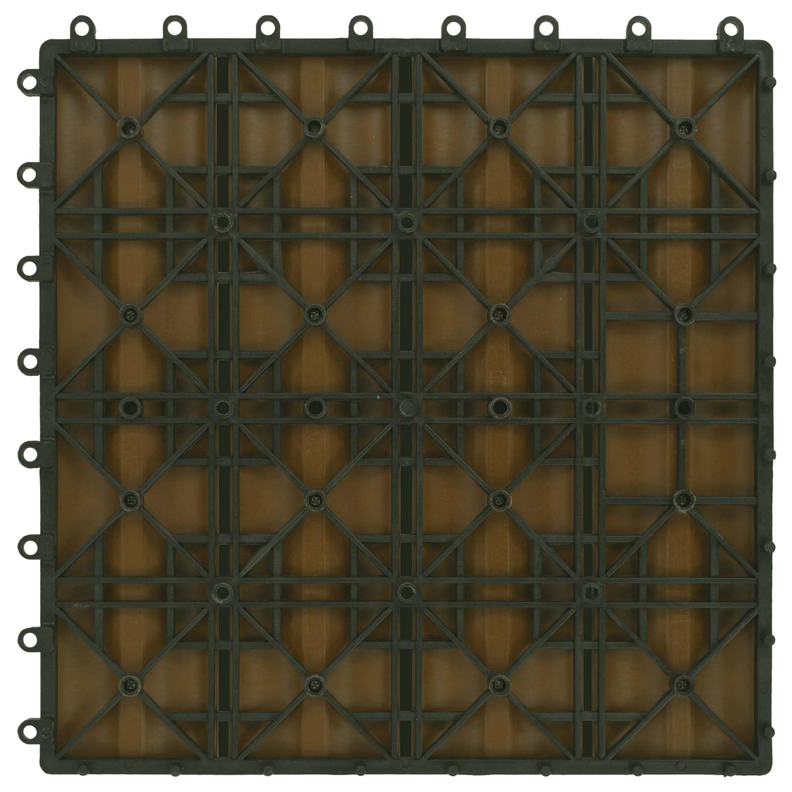 WPC Terrassenfliesen 3D-Design 11 Stück 30 x 30 cm, Klickfliesen für Bodenbelag Balkon und Terrasse Teak-Optik