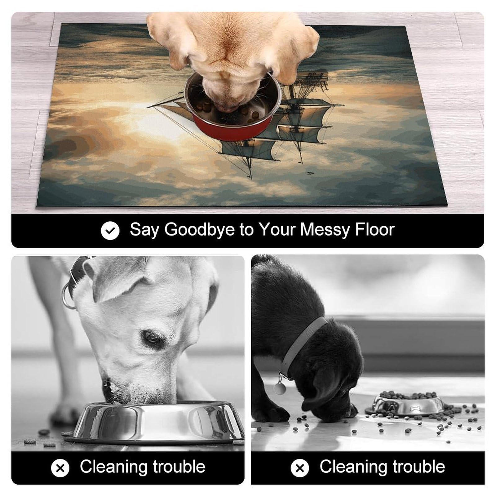 Tapis de nourriture pour chat - Antidérapant - Facile à nettoyer pour la nourriture et l'eau - 61 x 81,3 cm