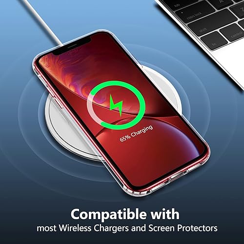 Miniatura 4 de SPIDERCASE Funda para iPhone XR, transparente no amarillento con 2 protectores de pantalla de vidrio templado Funda delgada y delgada, transparente