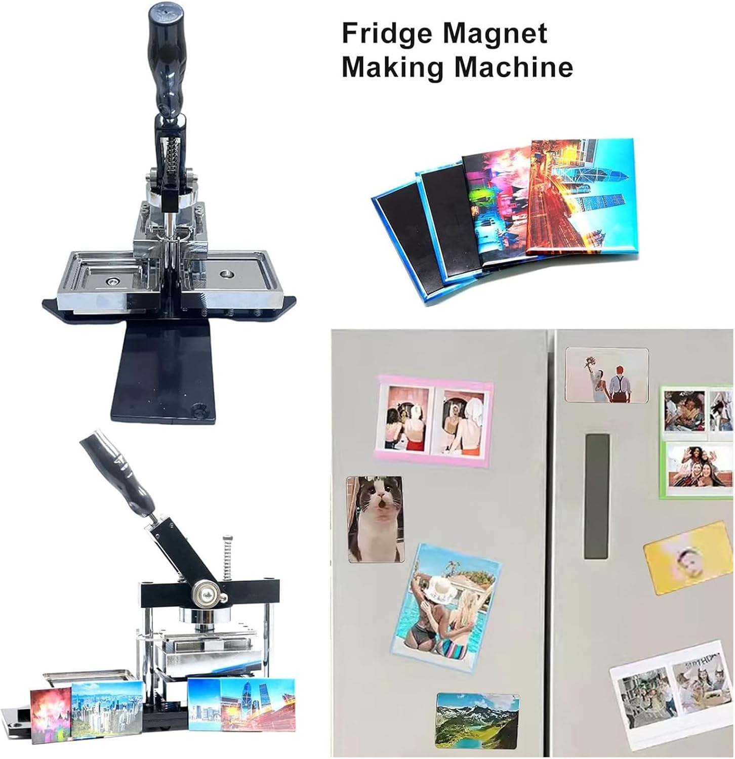 DIY Fridge Magnet Creator with 100 Sets of Consumables Paper Cutter for Rectangle Photo Magnets