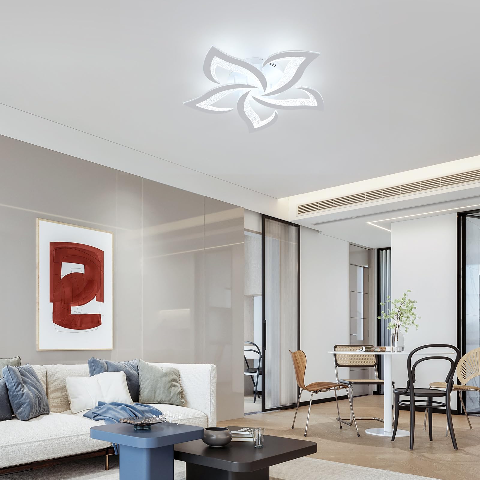 Plafoniera LED Soffitto 60W, 6500K Bianco Freddo | Lampadario LED Moderna Creativa A Forma di Petalo in Acrilico per Soggiorno Camera da Letto Sala da Pranzo Ufficio, 60CM