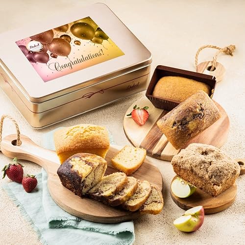 Miniatura 1 de Dulcet Gift Baskets Surtido de pasteles de té recién horneados en una lata con mármol, manzana, canela y calabaza, deliciosos sabores, gran regalo