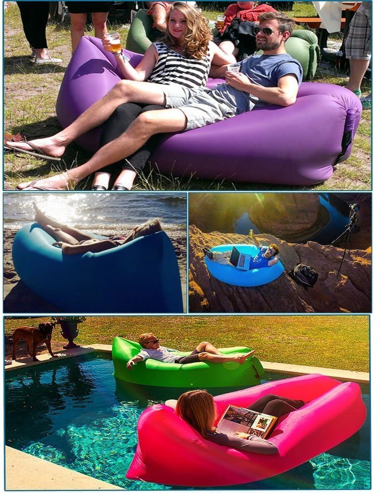 YZN Air Sofa, Inflatable Lounger Inflatable Couch for Travelling, Outdoor, Camping, Hiking, Beach Parties, Picnic, Backyard, Lakeside, air Hammock Inflatable Lounger (Black)