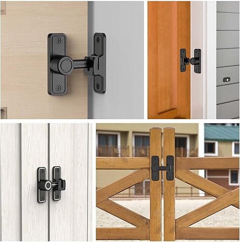 Miniatura 24 de Cerradura de puerta corrediza de granero, cerraduras de 90 grados para puertas de granero, pestillos de puerta abatible para granero, jardín, baño