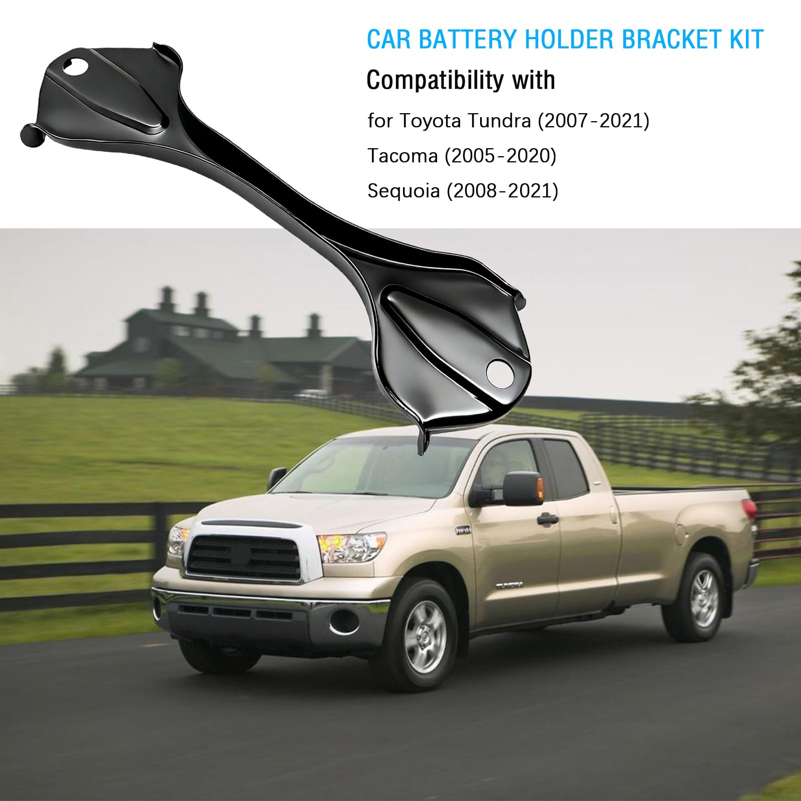 Battery Bracket Hold Down Kit Compatible with Toyota Tundra 2007-2021 for Tacoma 2005-2020 for Sequoia 2008-2021 - 3