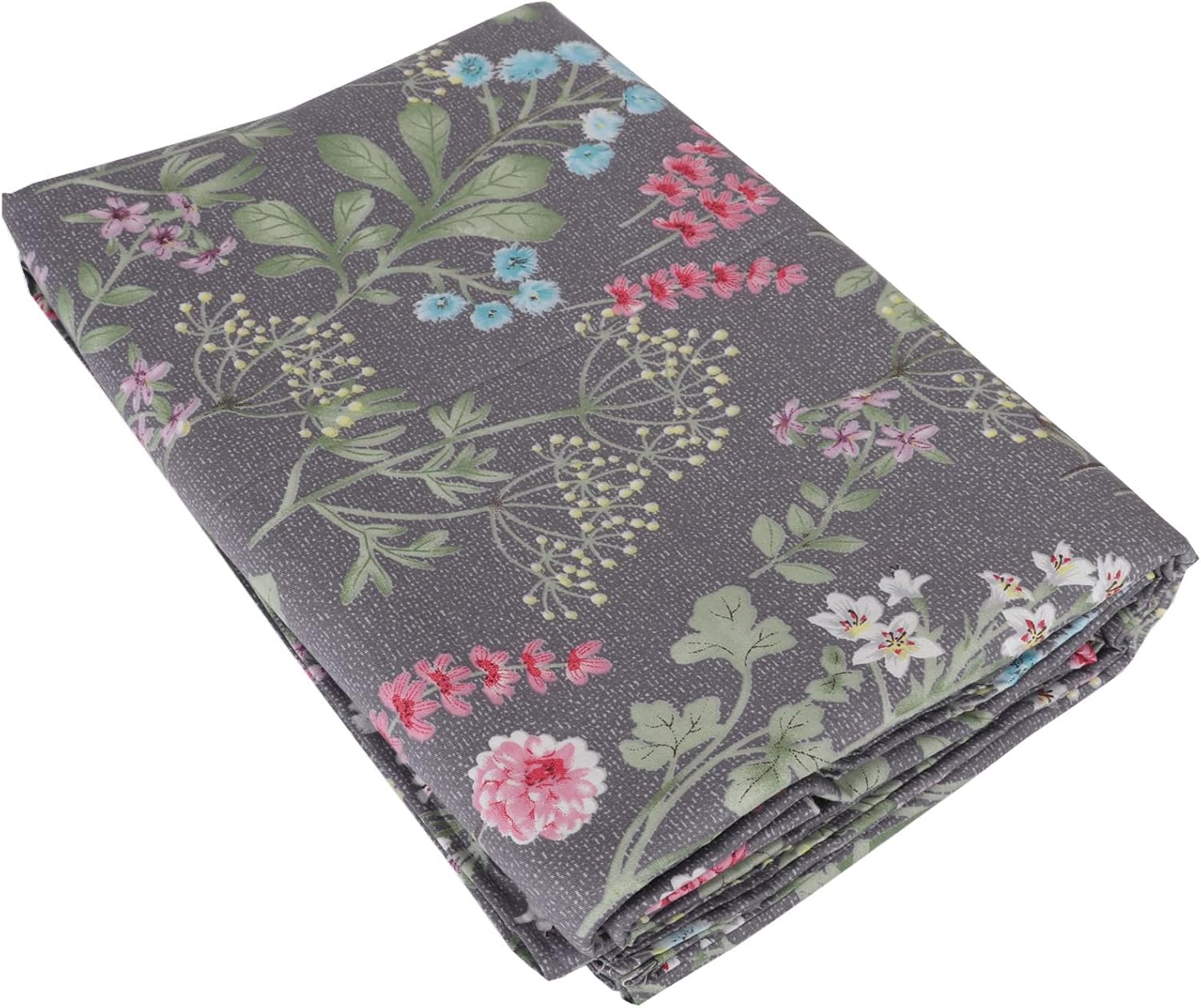 Cotton Flat Sheet Twin Size, Floral Pattern Breathable Bed