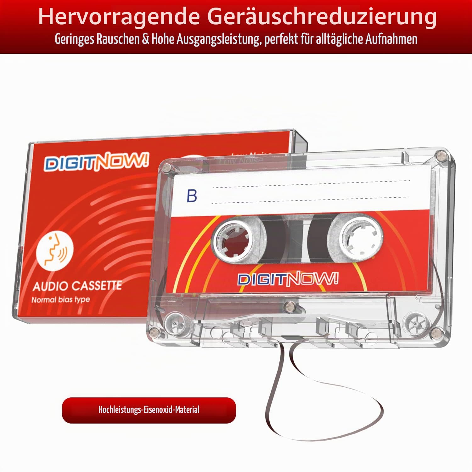 Leere Audio-Kassettenband, 90 Minuten Aufnahmezeit, geräuscharm und hohe Ausgangsleistung, Diktieren, MP3-Aufnahme auf Blankoband, 5 Stück