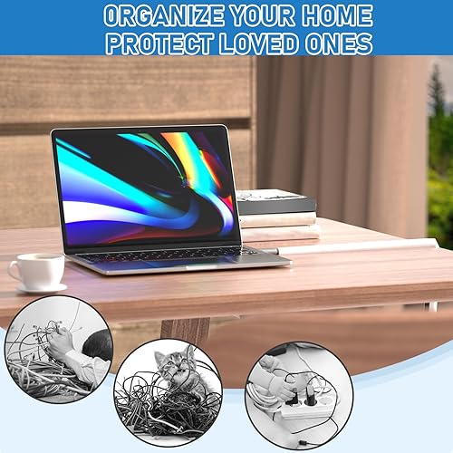 Miniatura 7 de Ocultador de cables de pared de 39 pulgadas, cubierta de cable flexible autoadhesiva para cables en la pared, cubierta de cable de canal de cable de