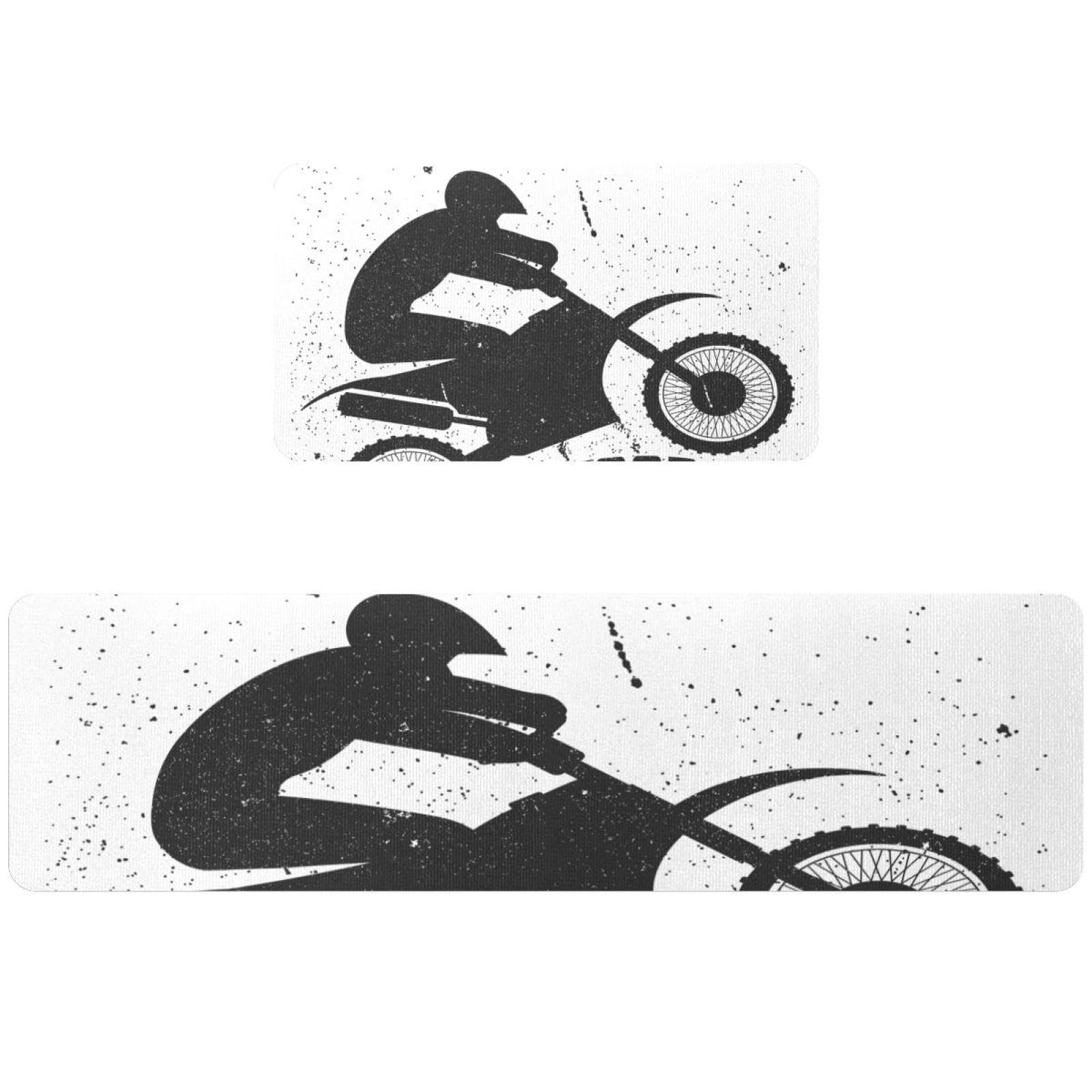 Tapis de cuisine antidérapants lot de 2 style motocross lavables pour couloir et buanderie