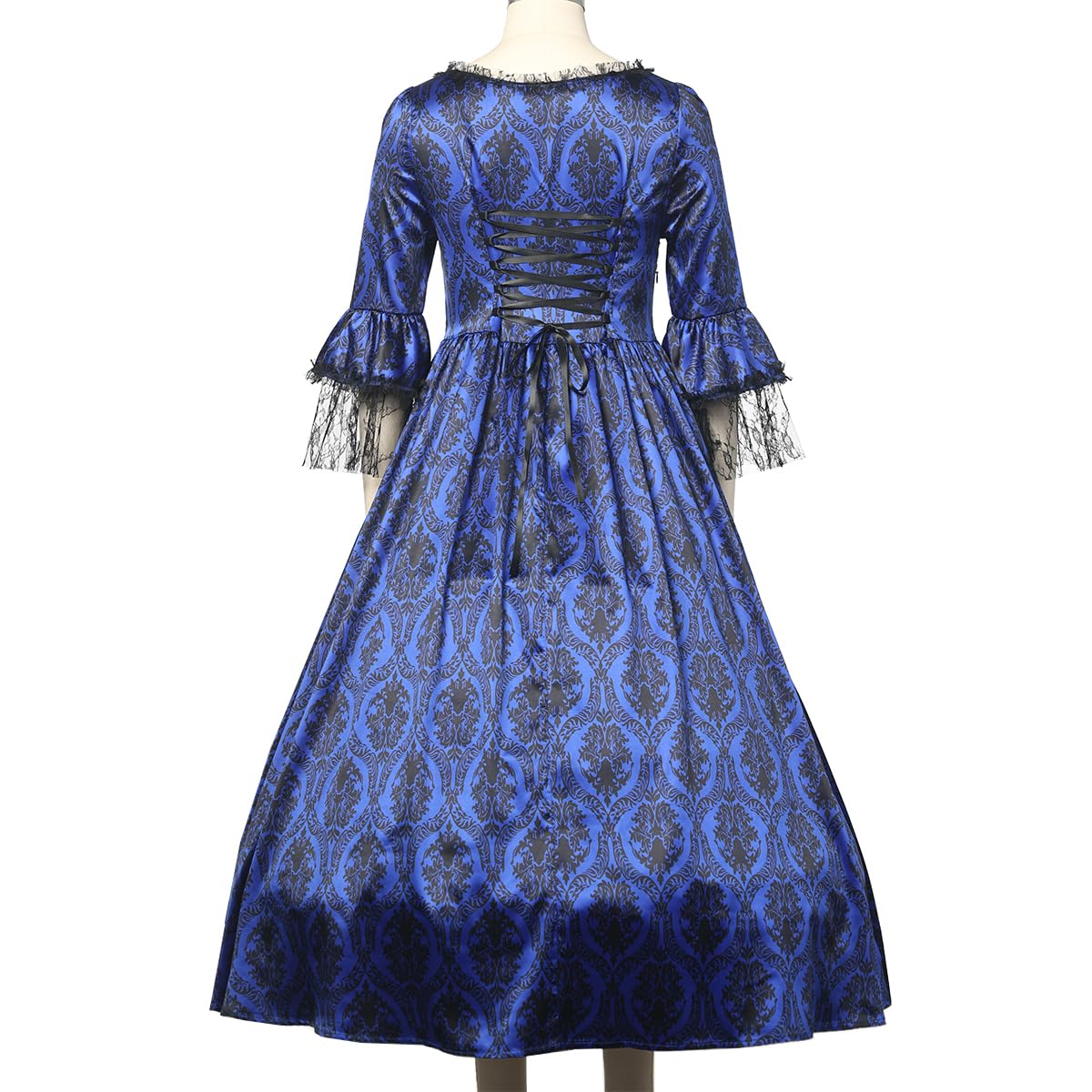 CAMDOM Robe Victorienne Médiévale pour Femme Gothique de Soirée Cocktail Elegante Lolita Party Swinging avec Jupon