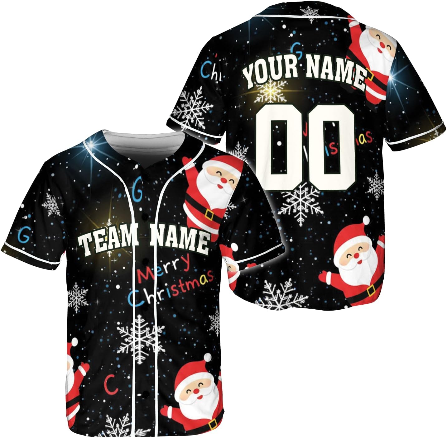 Personalized Christmas Baseball Jersey | Custom Team Name Number | Team Uniform for Men Women Youth, Size XS to 5XL