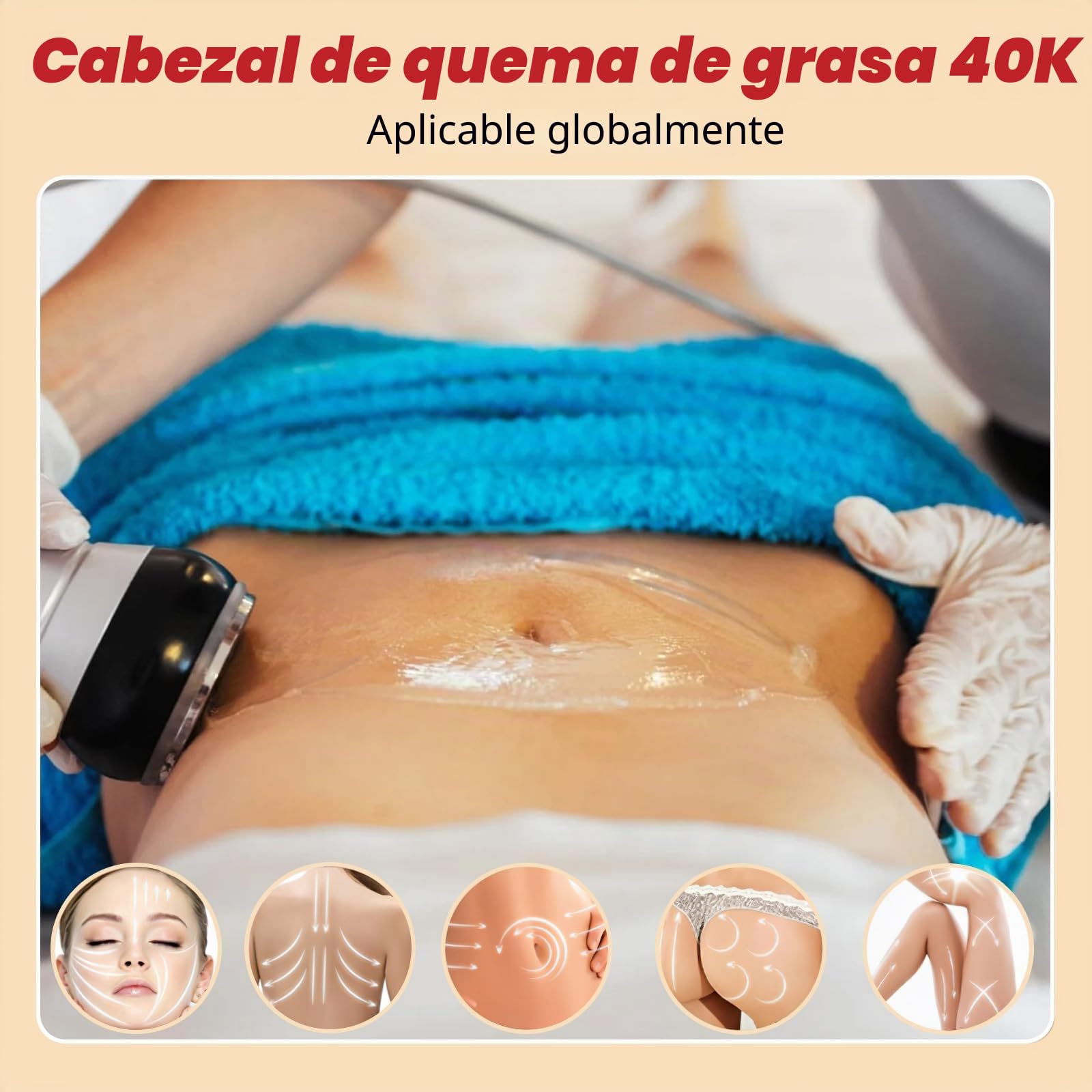 40K Masajeador Anti Celulitis Dispositivo Adelgazante,Lipocavitación Cara y Cuerpo Entero Masajeador Adelgazante Reafirmante,Máquina De Escultura Corporal De Radiofrécuencia 4 en 1,Apriete La Piel