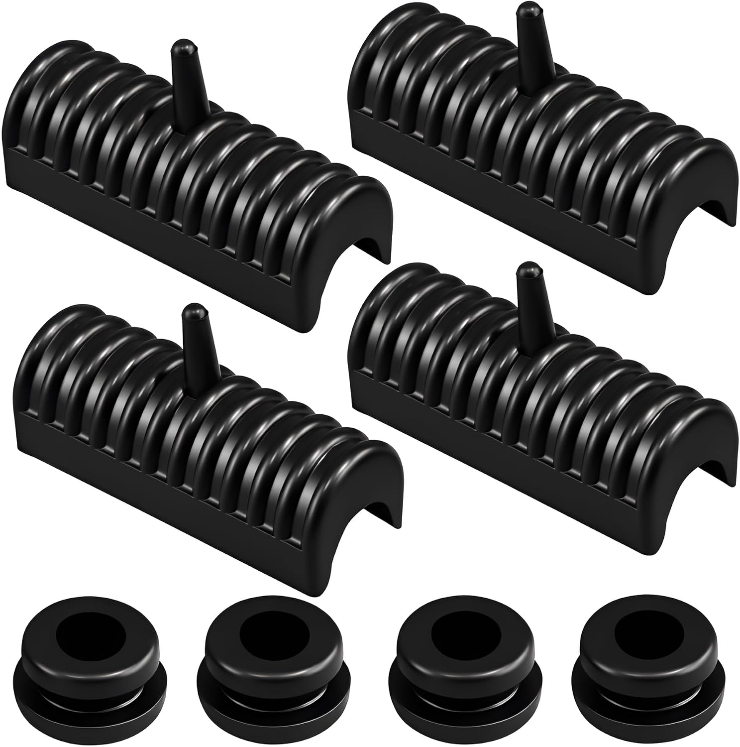 Saddlebag Support Cushions & Grommets Kit - Heavy Duty Rubber Mounts Hardware Compatible with Harley Touring Street Glide, Road King, Electra Glide 1996-2013 (Set of 4 Supports + 4 Grommets)