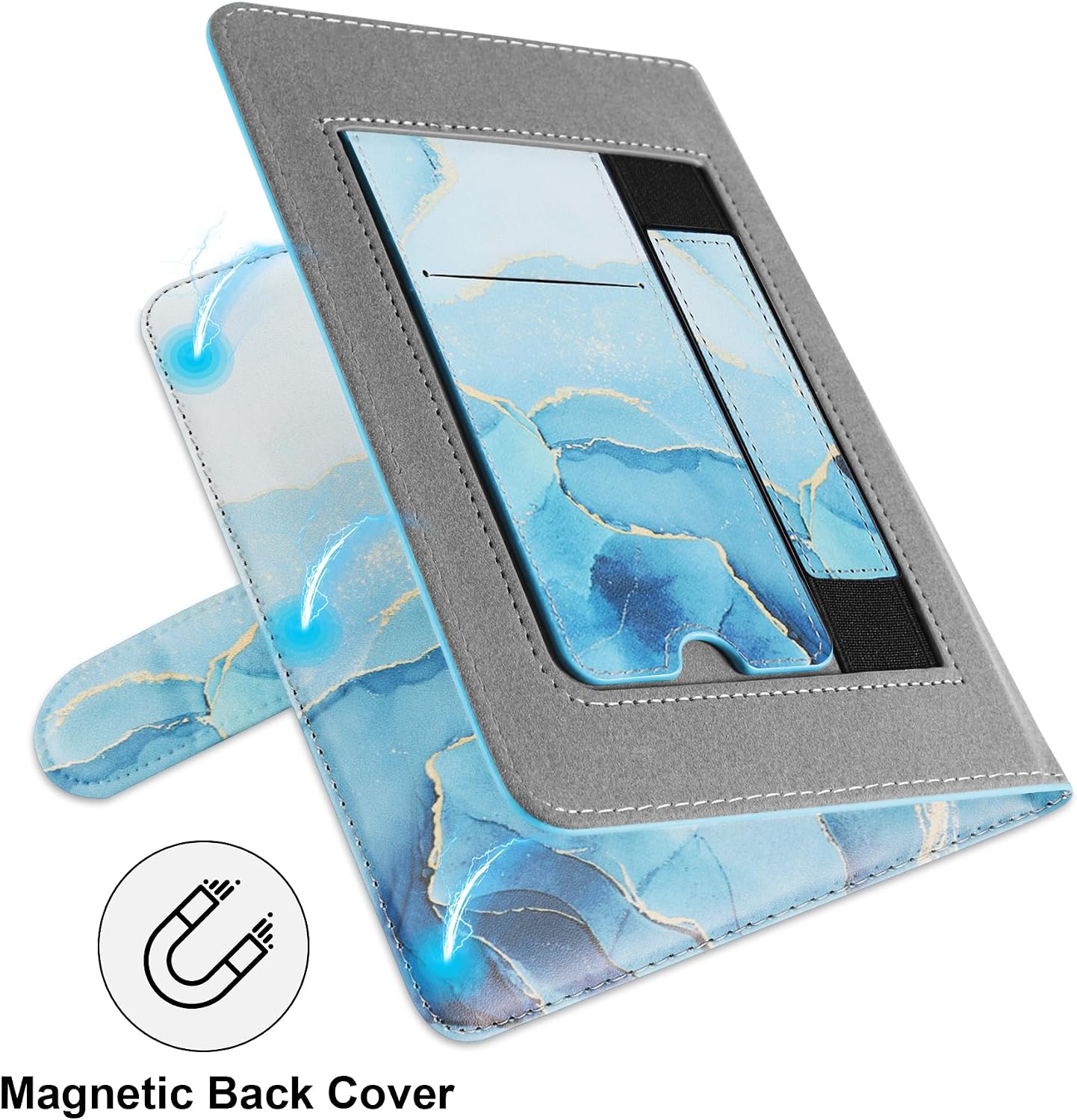 HoYiXi Universal Case for 7 inch Kindle Paperwhite/Colorsoft 2024 Compatible with 6.8" Paperwhite Kobo Clara HD/Kobo Clara 2E eReader Protective Cover with Foldable Stand Built-in Pocket,DaliBlue