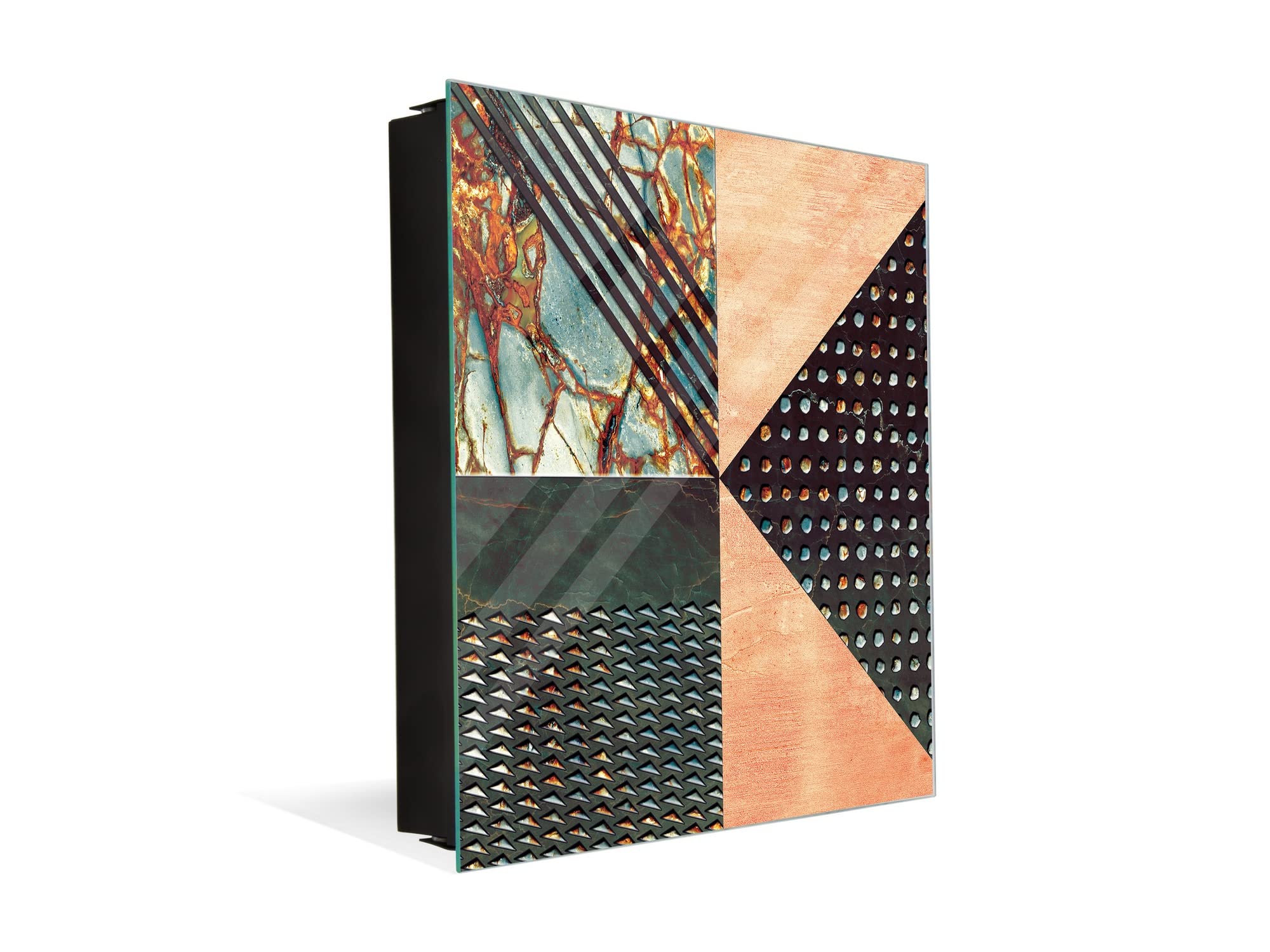 Concept Crystal 50 Keys Cabinet with Decorative Front Panel and Glass White Board KN06: Textures and Tiles 2 Series